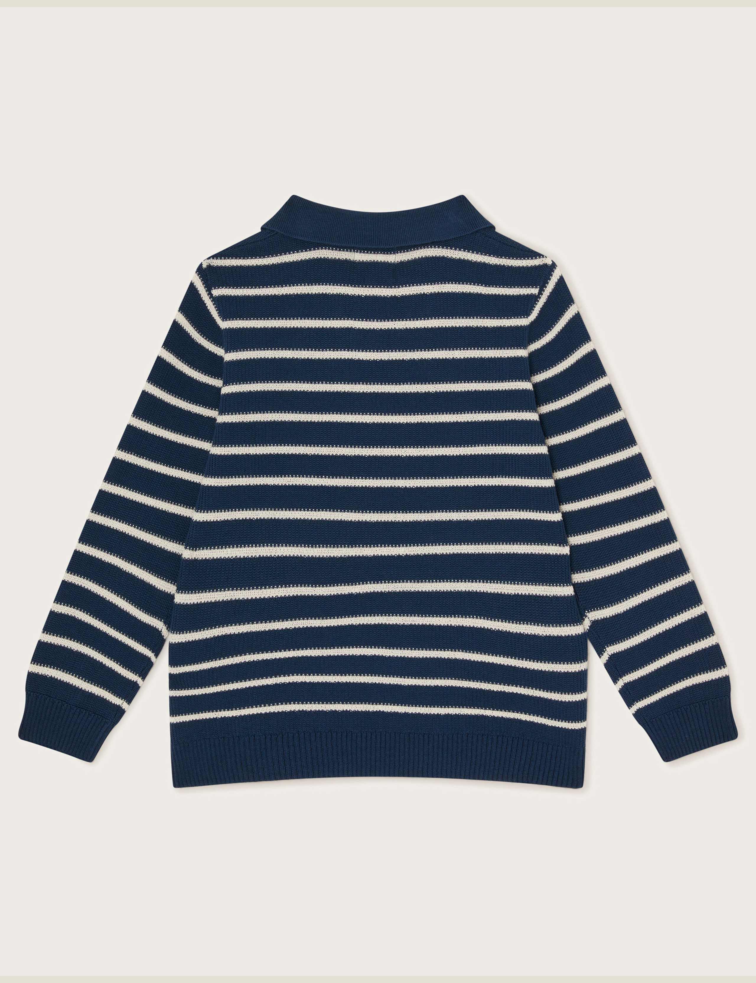Pure Cotton Striped Polo Knitted Top (2-13 Yrs) 2 of 3