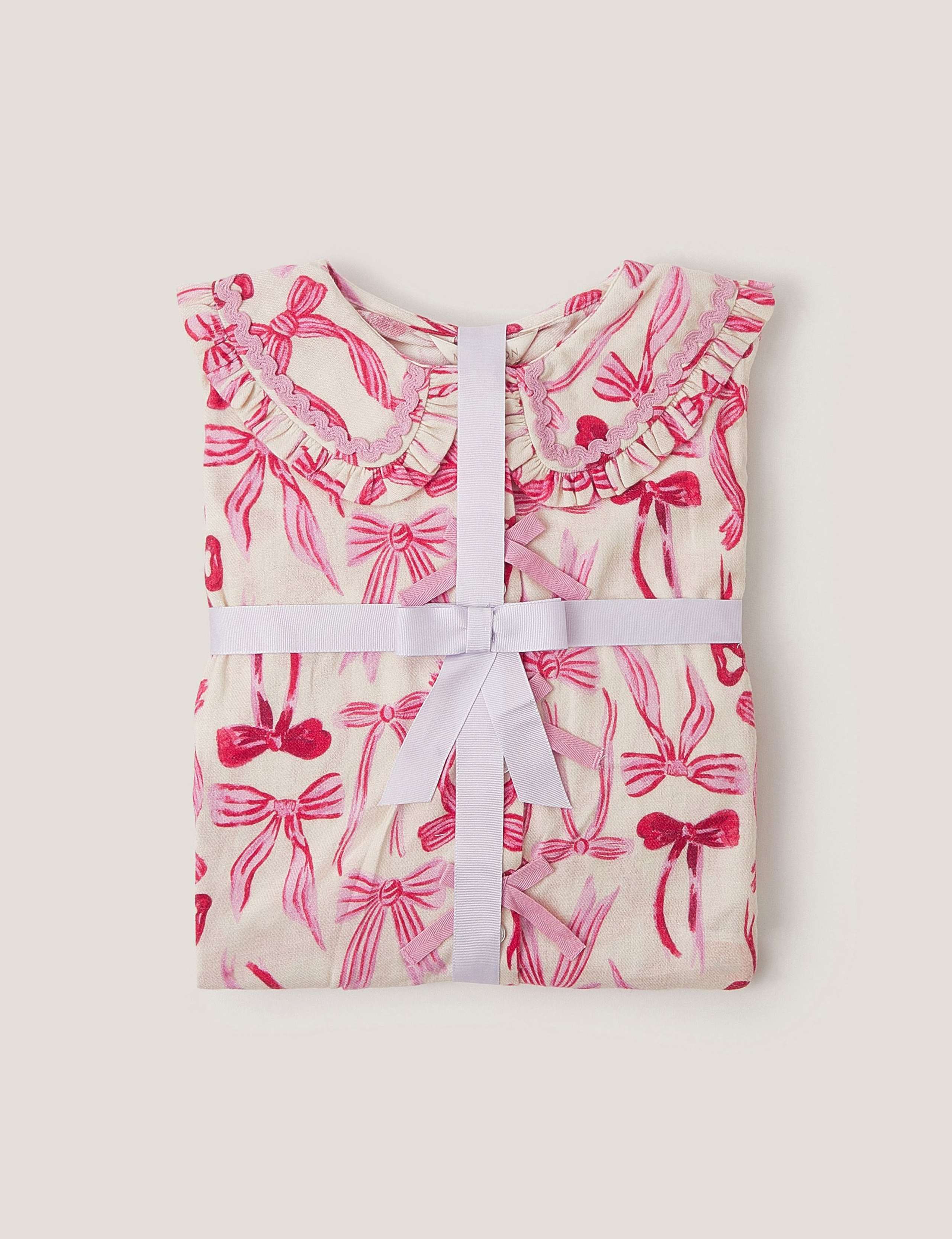 Pure Cotton Bow Print Pyjama Set (2-13 Yrs) 3 of 5