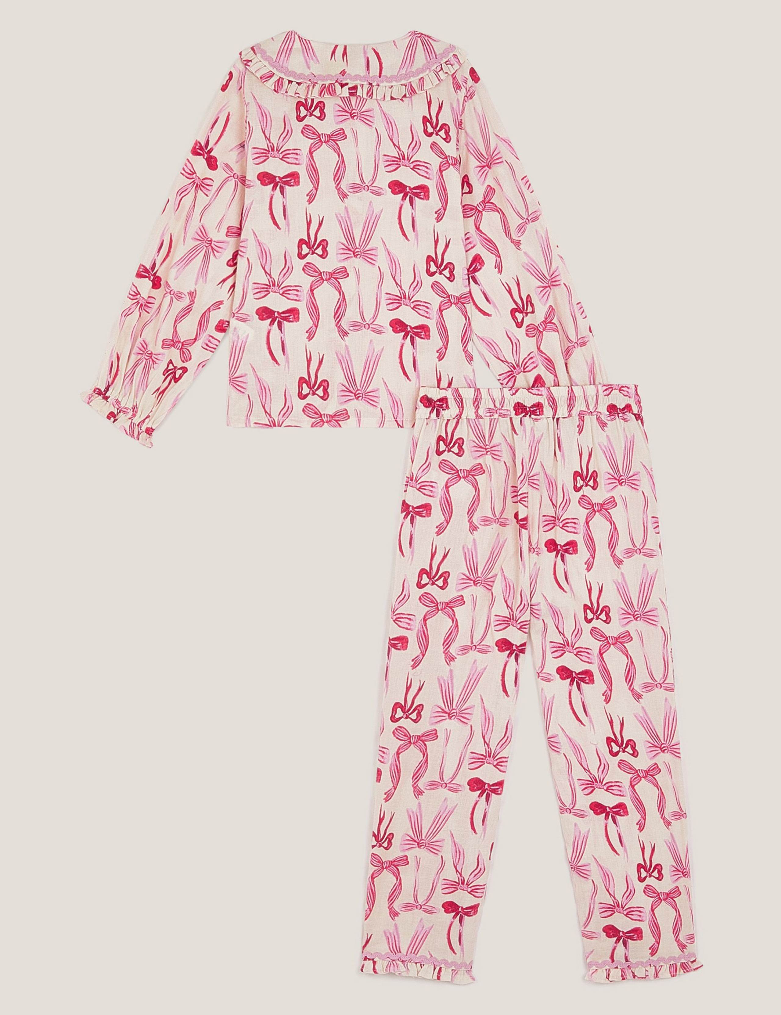 Pure Cotton Bow Print Pyjama Set (2-13 Yrs) 4 of 5