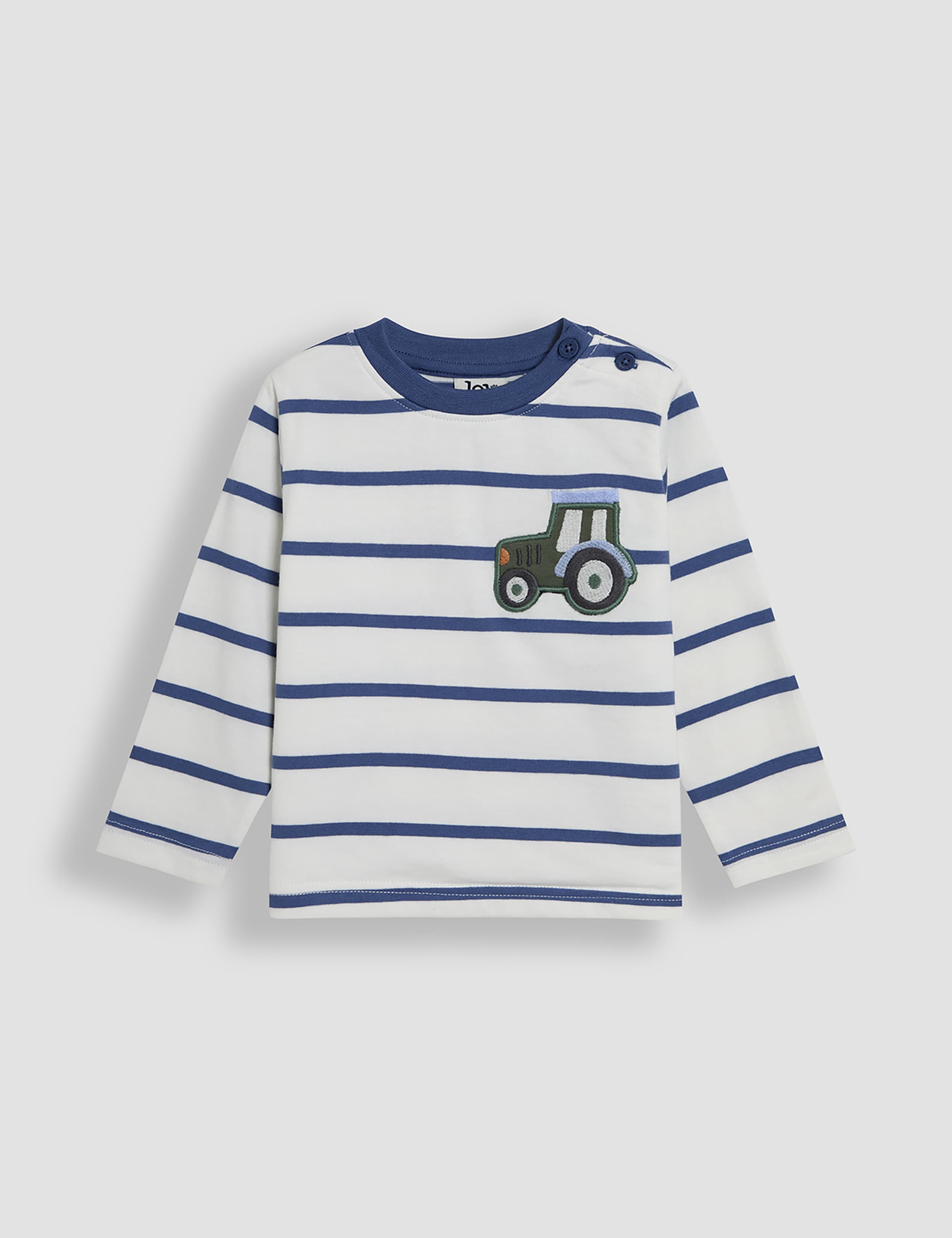 Pure Cotton Tractor Applique Striped Top (0-5 Yrs) 5 of 6