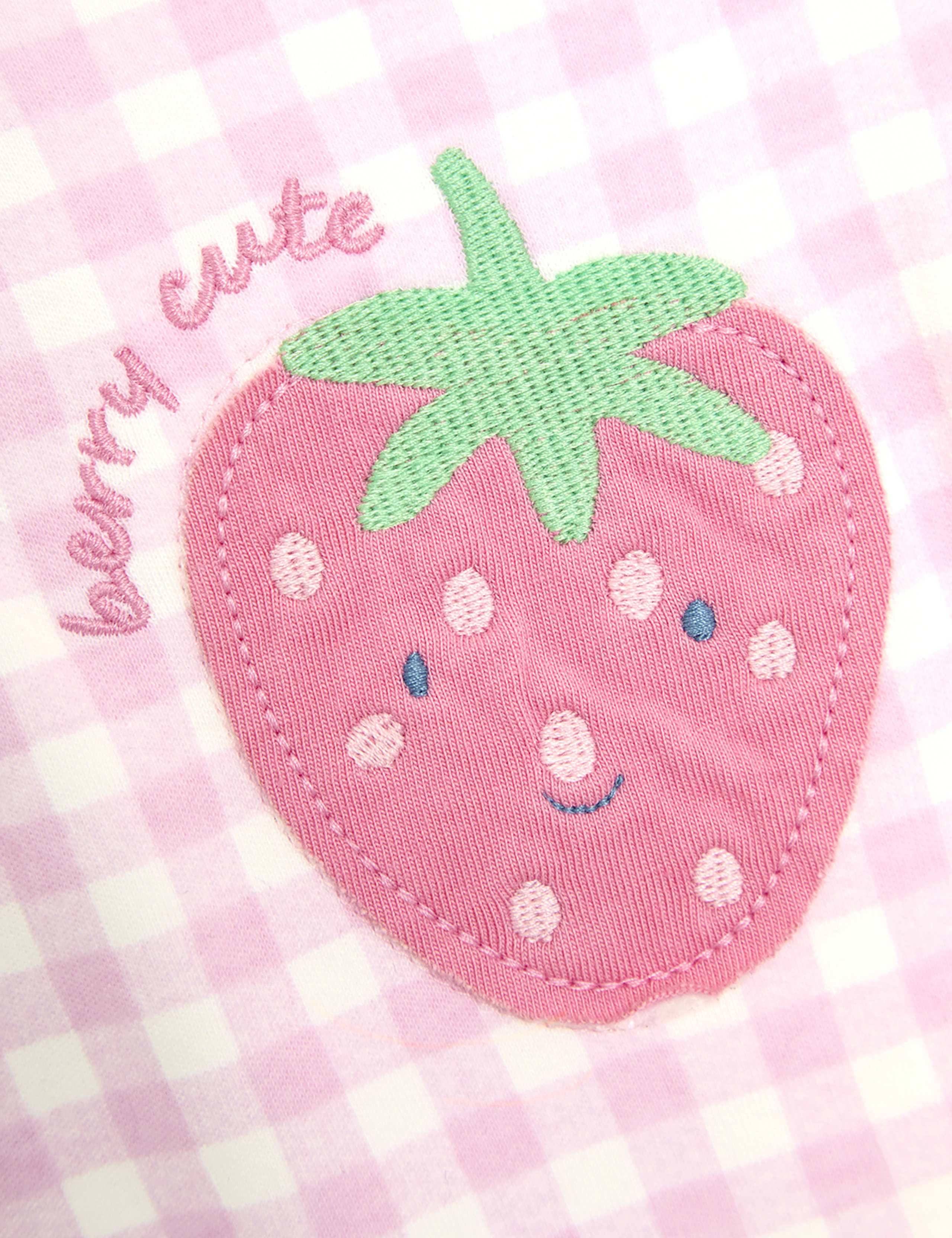 Pure Cotton Strawberry Zip Sleepsuit (0-12 Mths) 3 of 3