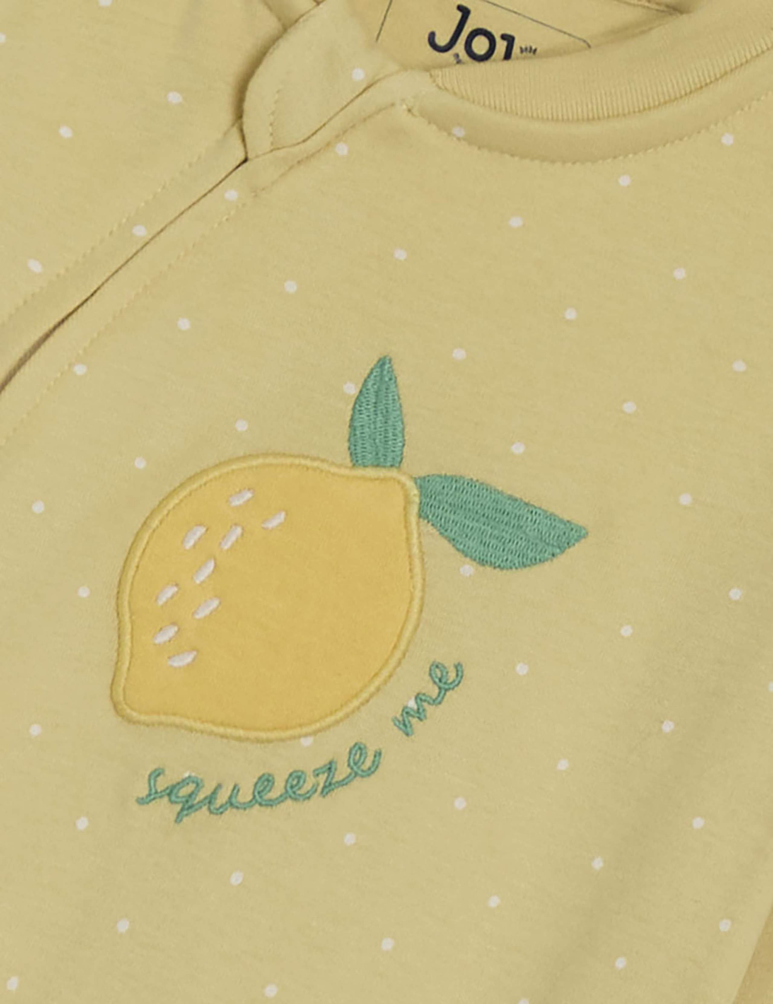 Pure Cotton Lemon Applique Zip Sleepsuit (0-12 Mths) 3 of 3