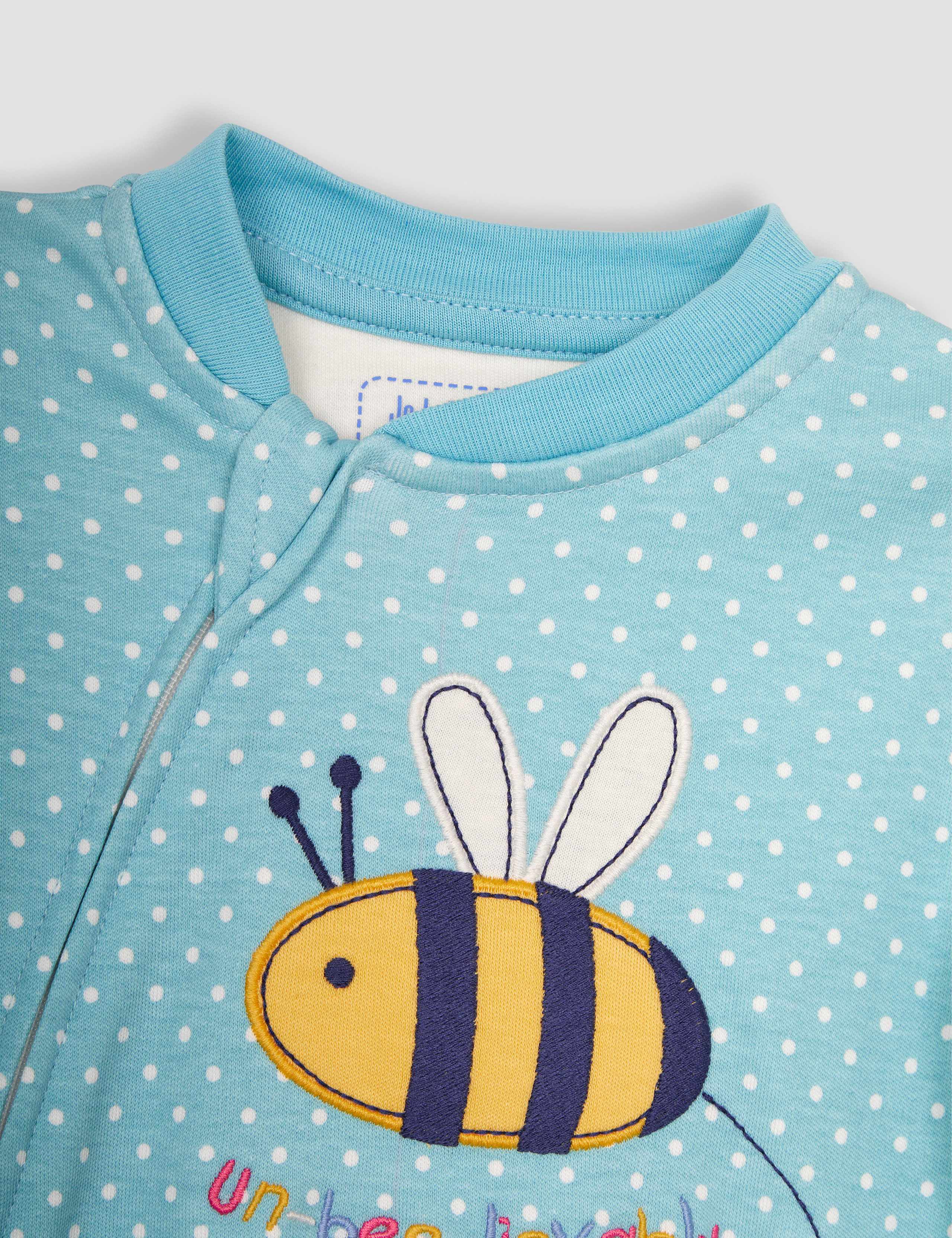 Pure Cotton Spot Bee Applique Zip Sleepsuit (0-12 Mths) 3 of 6