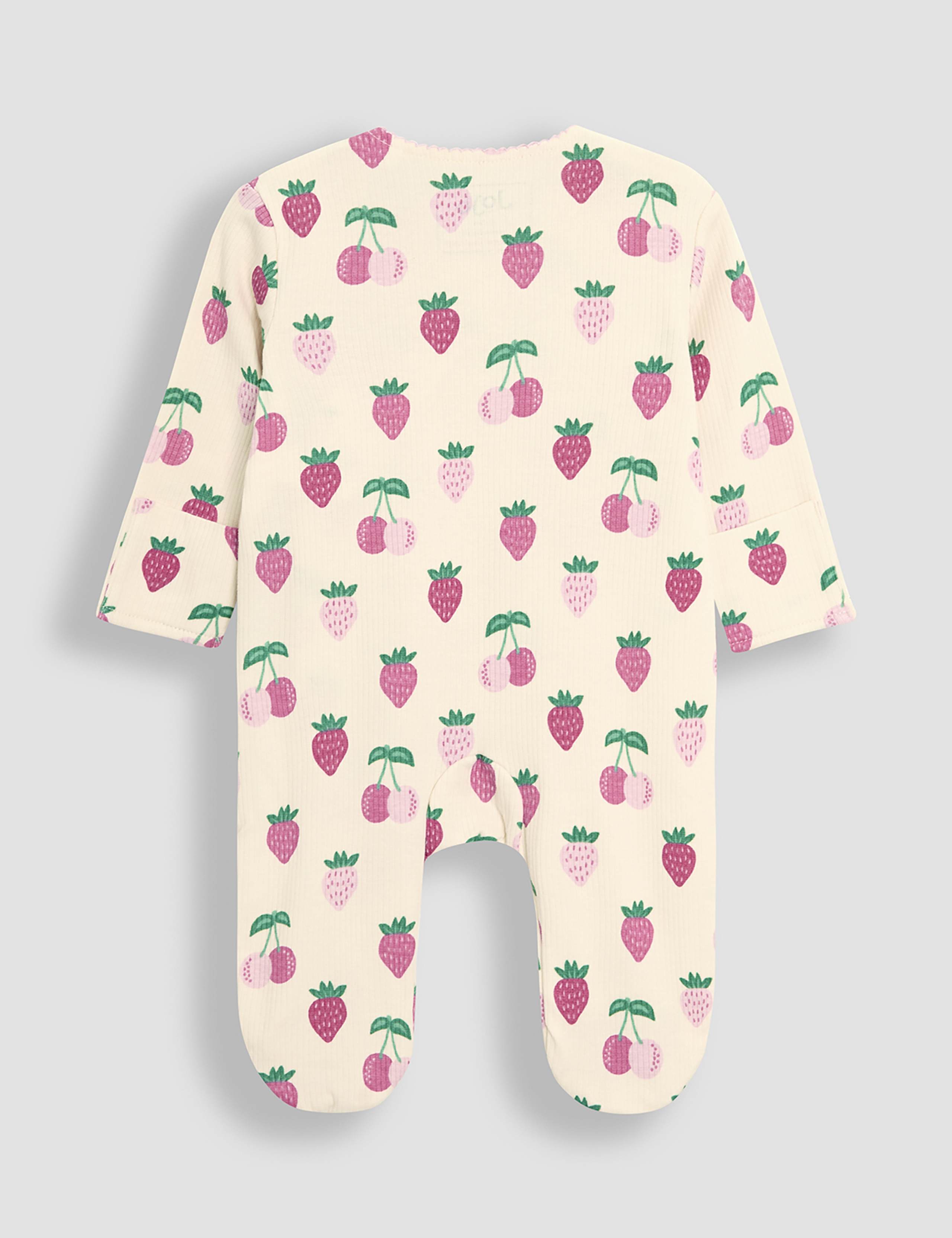 Pure Cotton Ribbed Fruit Sleepsuit (0-12 Mths) 2 of 3