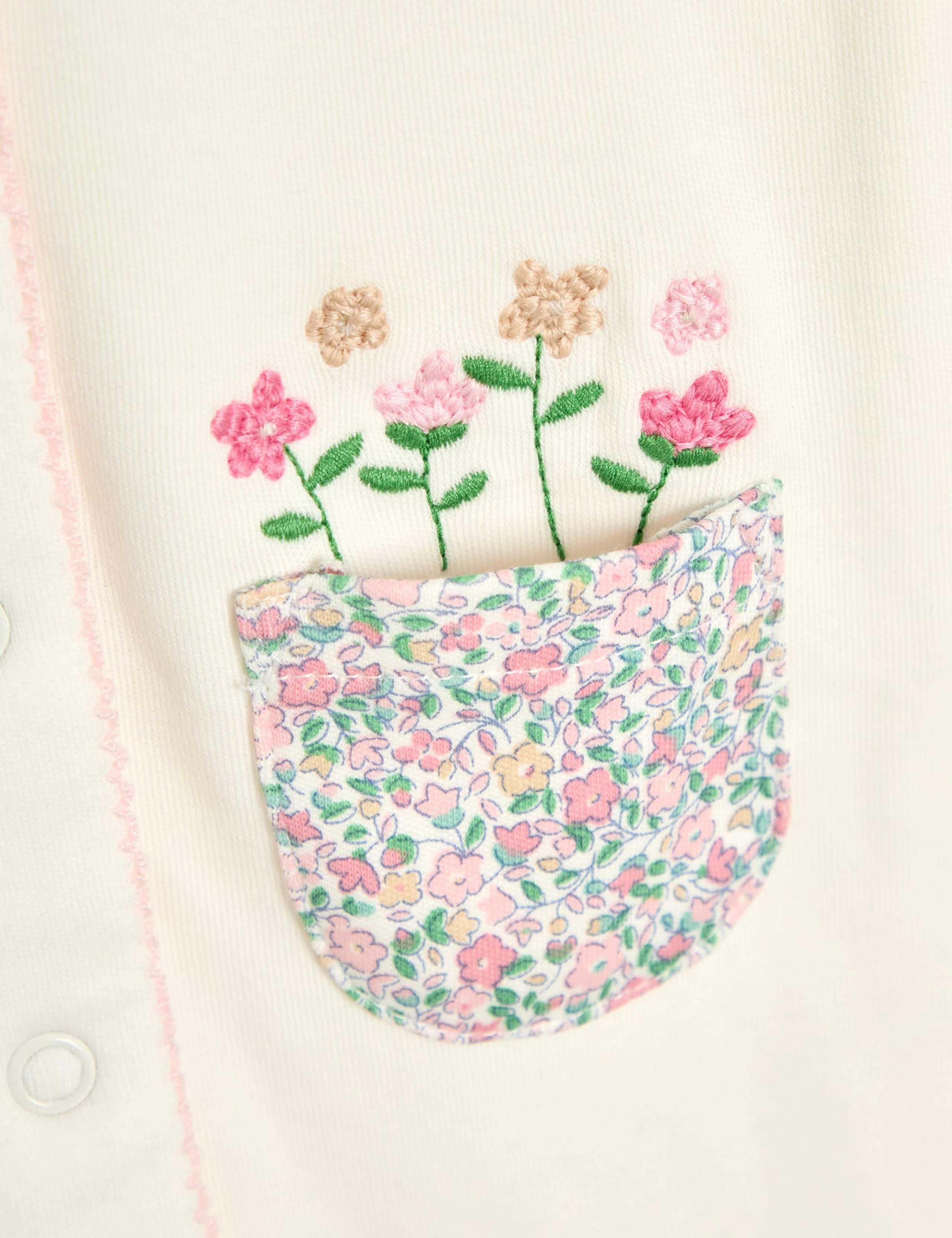 Pure Cotton Floral Sleepsuit (0-12 Mths) 3 of 3