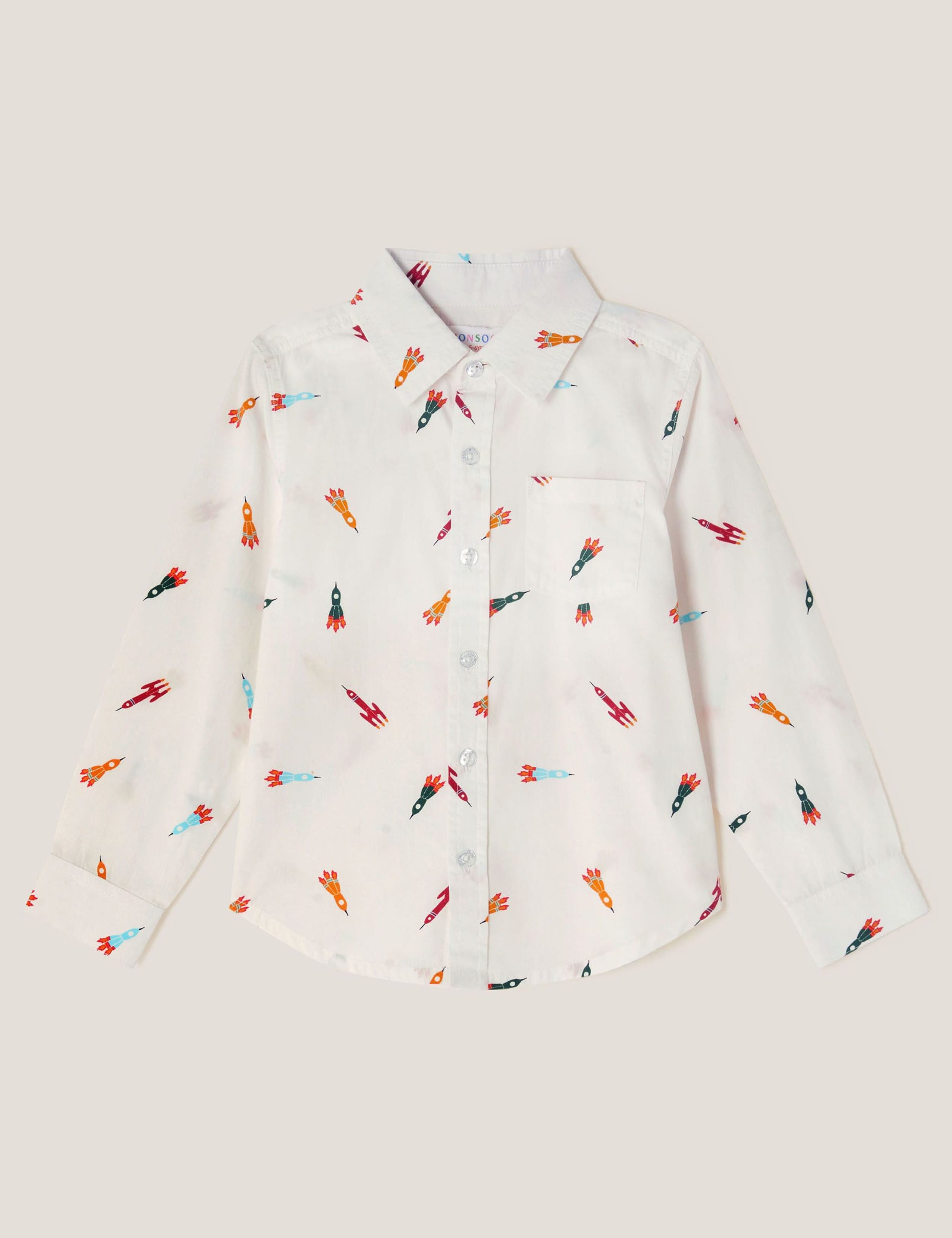 Pure Cotton Rocket Print Shirt (2-13 Yrs) 1 of 3