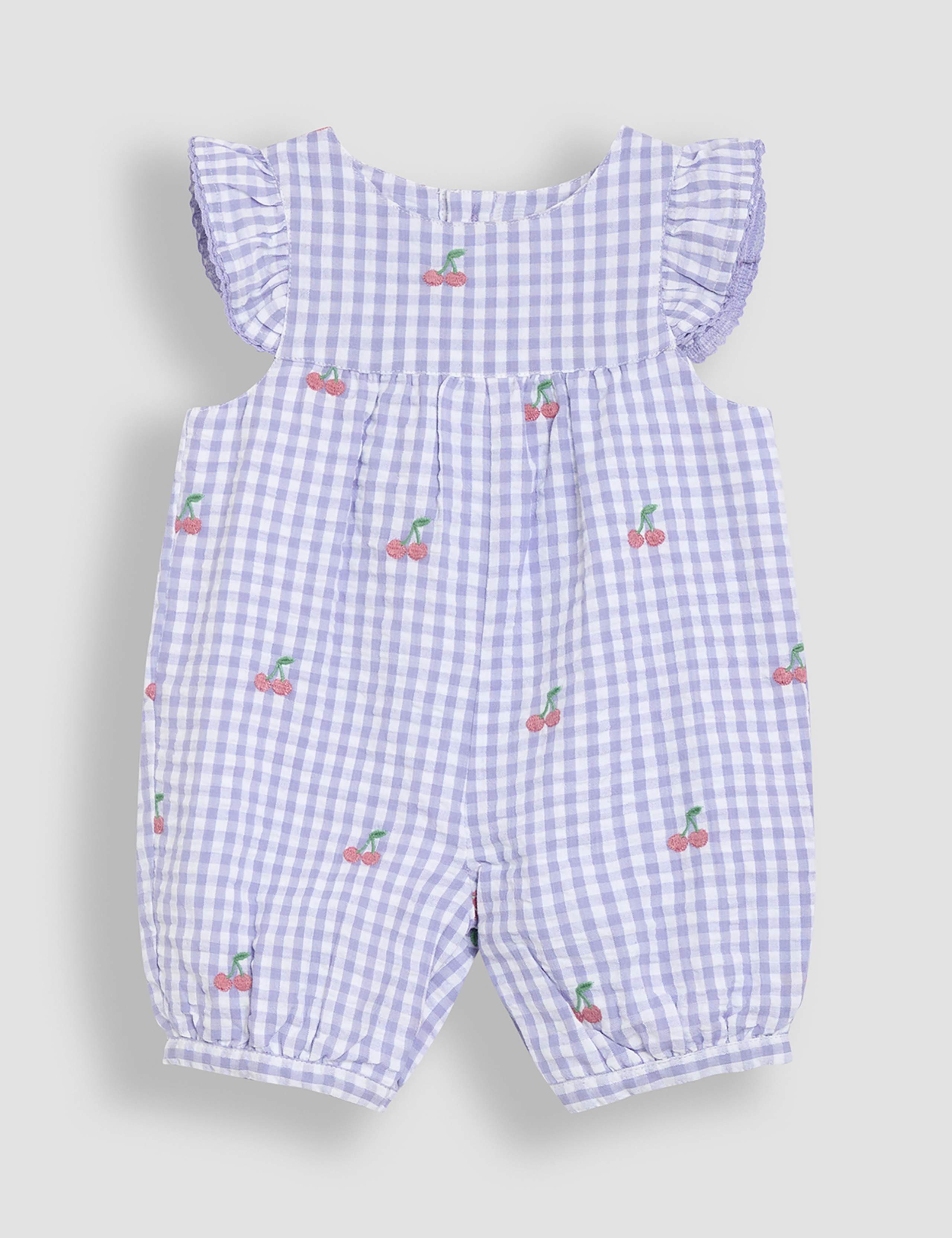 Pure Cotton Checked Cherry Romper (0-3 Yrs) 1 of 3