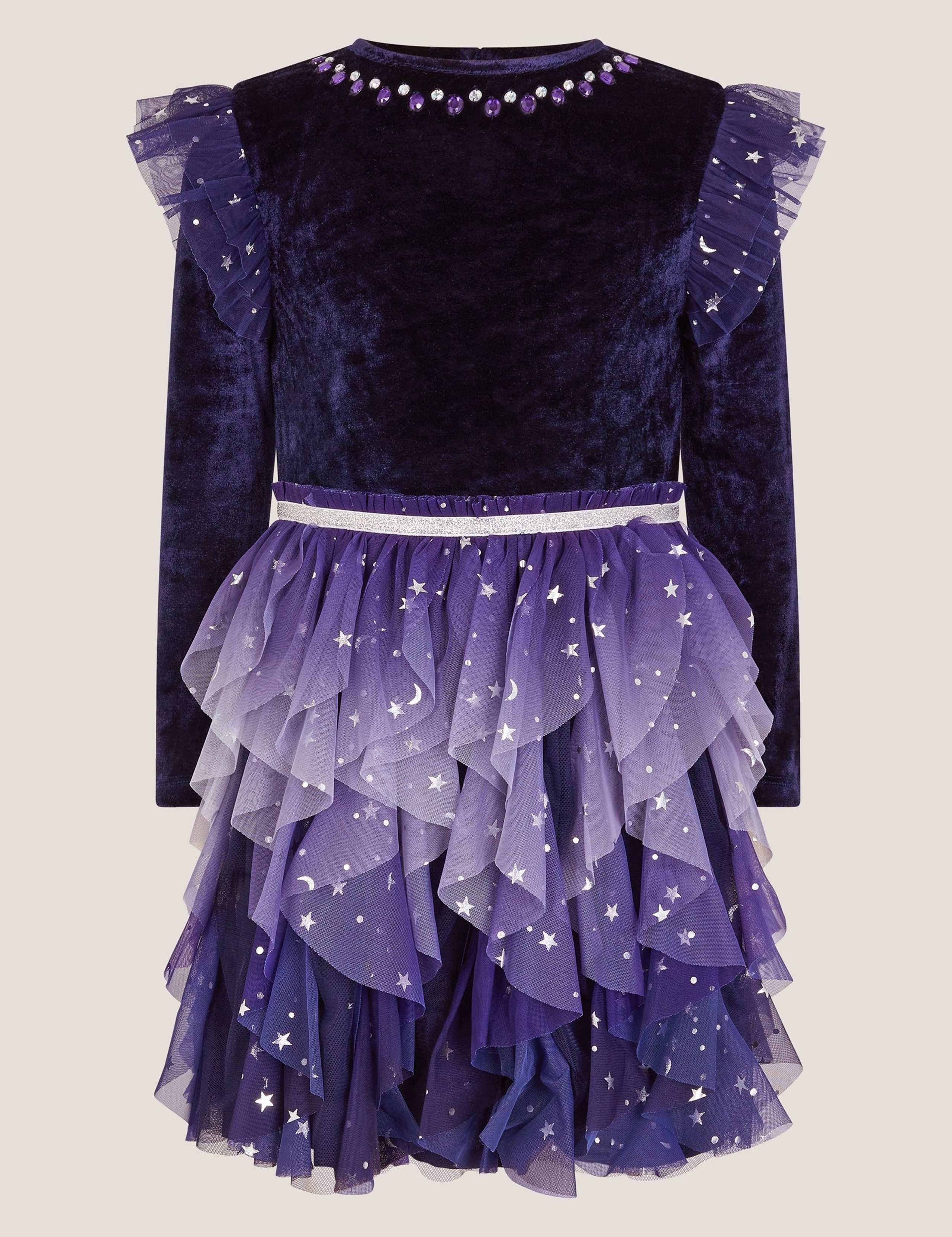 Velour Star Ruffle Party Dress (3-15 Yrs) 2 of 3