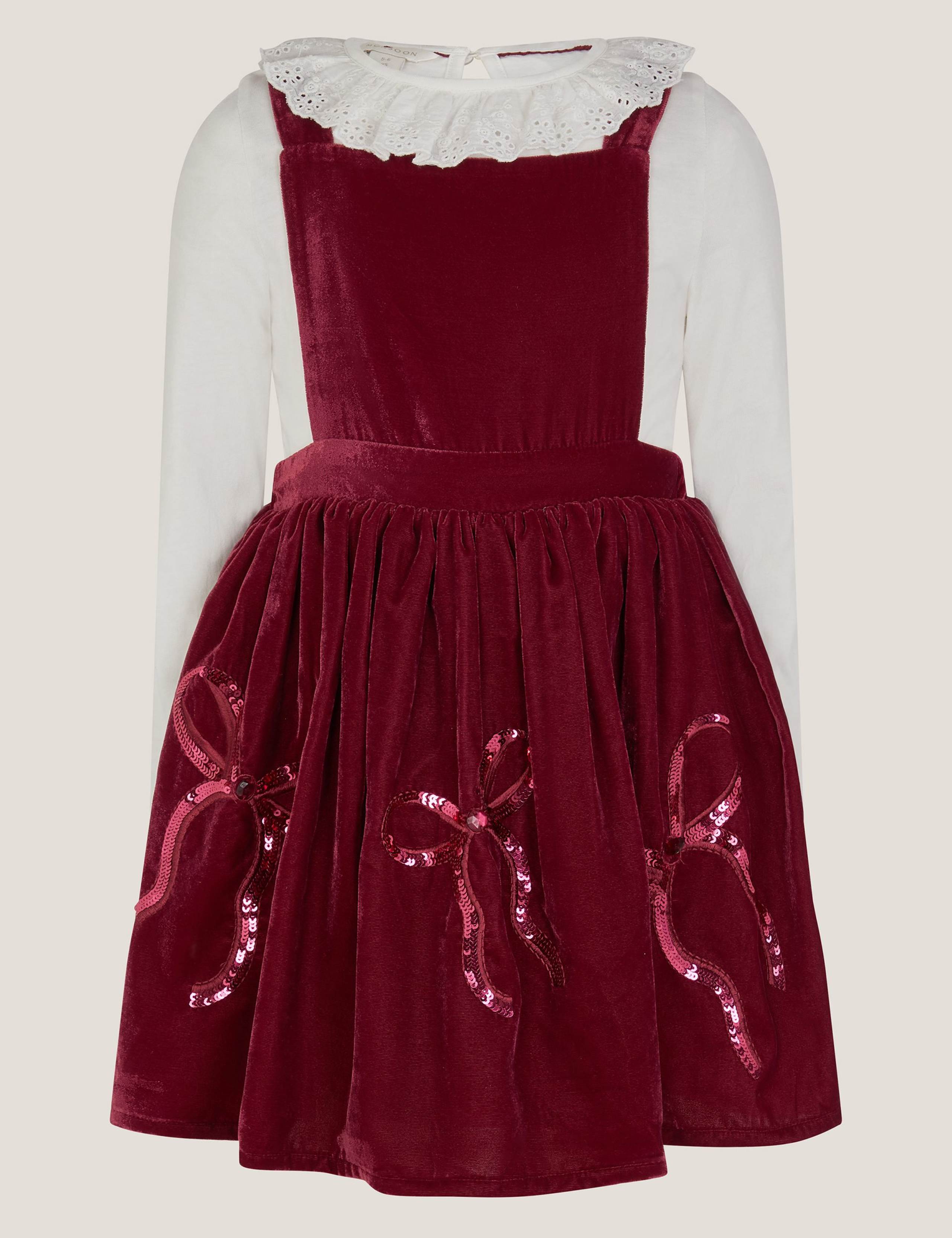 2pc Sequin Bow Pinafore Set (2-10 Yrs) 2 of 3
