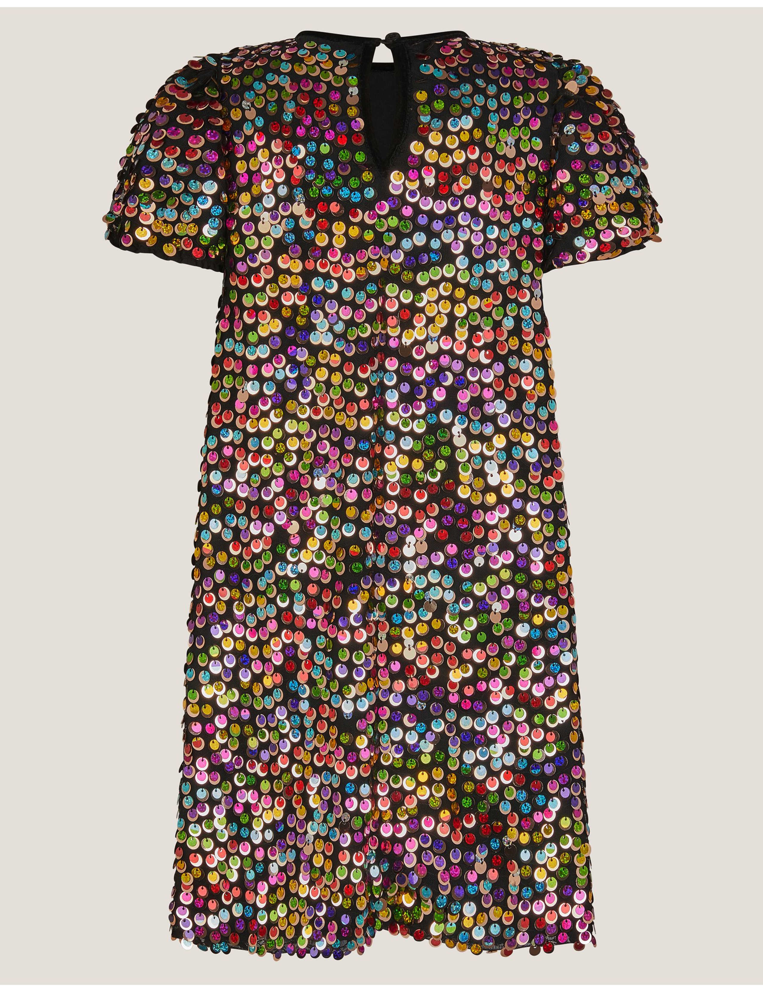 Rainbow Sequin Puff Sleeve Dress (3-15 Yrs) 1 of 3