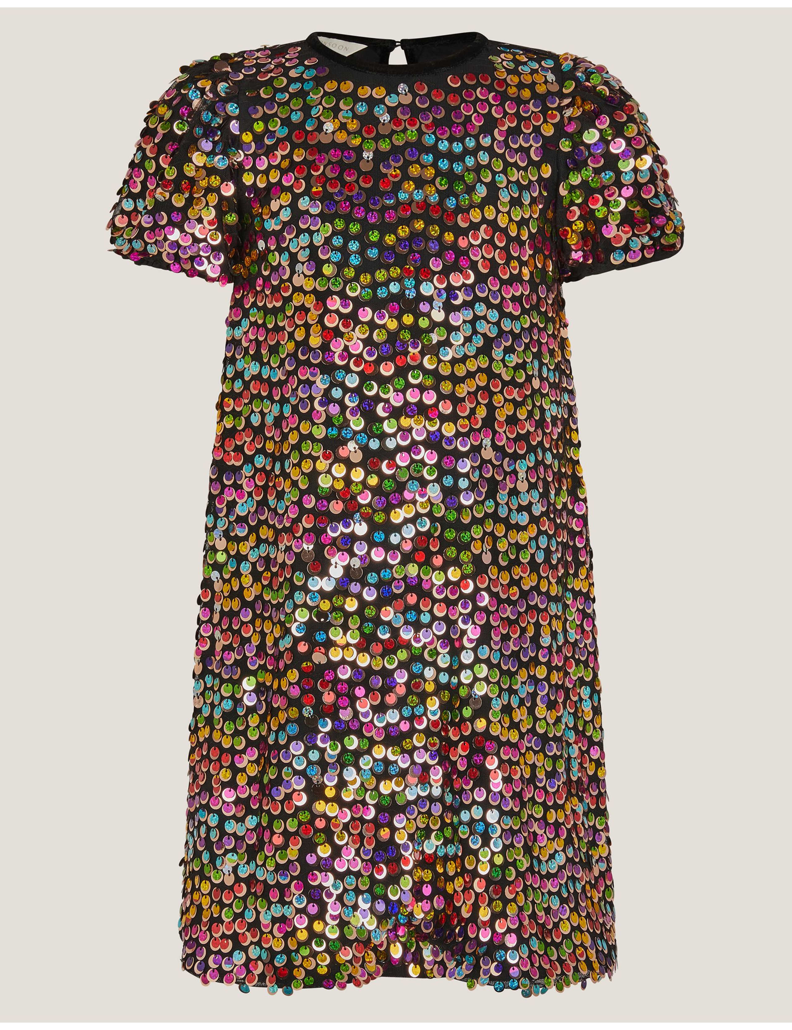 Rainbow Sequin Puff Sleeve Dress (3-15 Yrs) 2 of 3