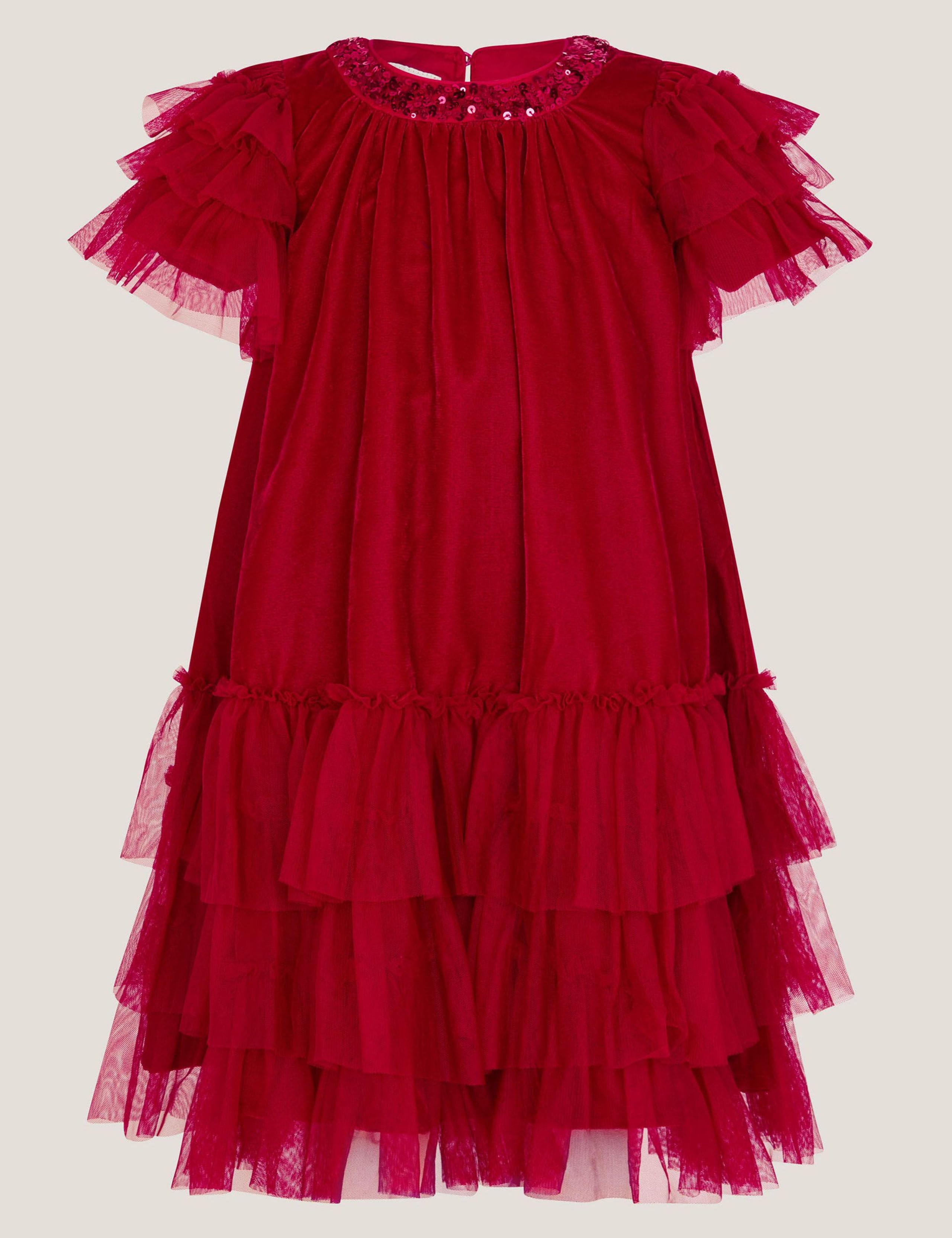Velvet Tiered Tulle Ruffle Party Dress (3-15 Yrs) 2 of 3