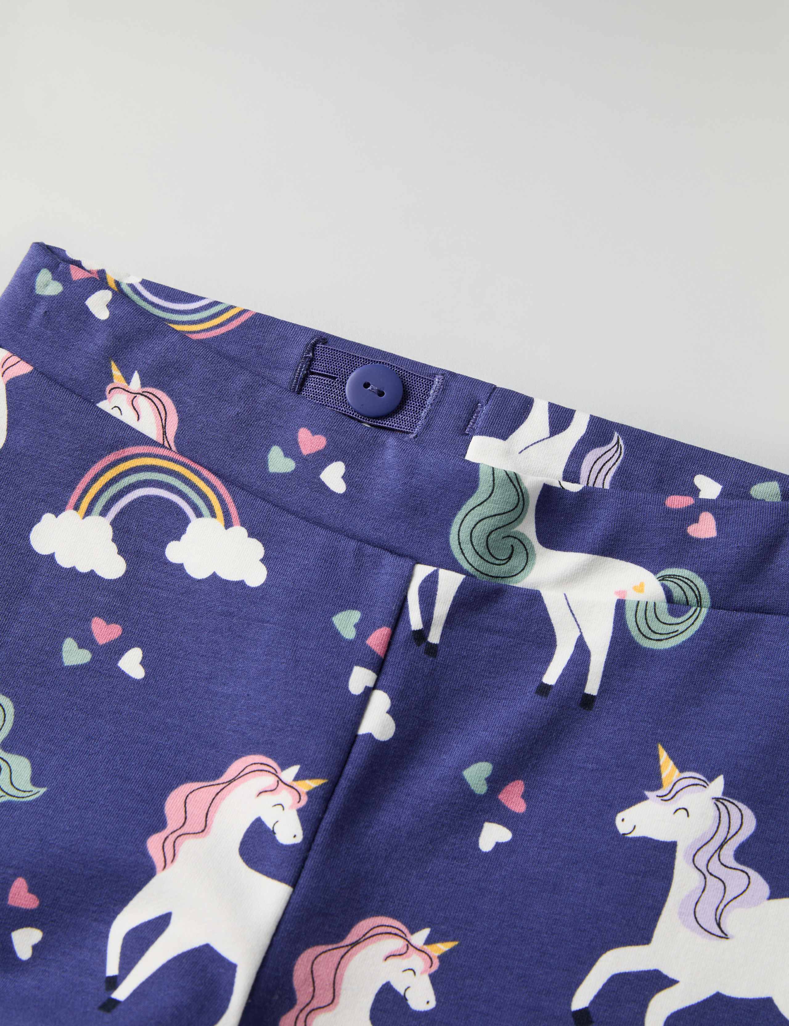 Cotton Rich Unicorn Print Flared Trousers (1-7 Yrs) 4 of 5