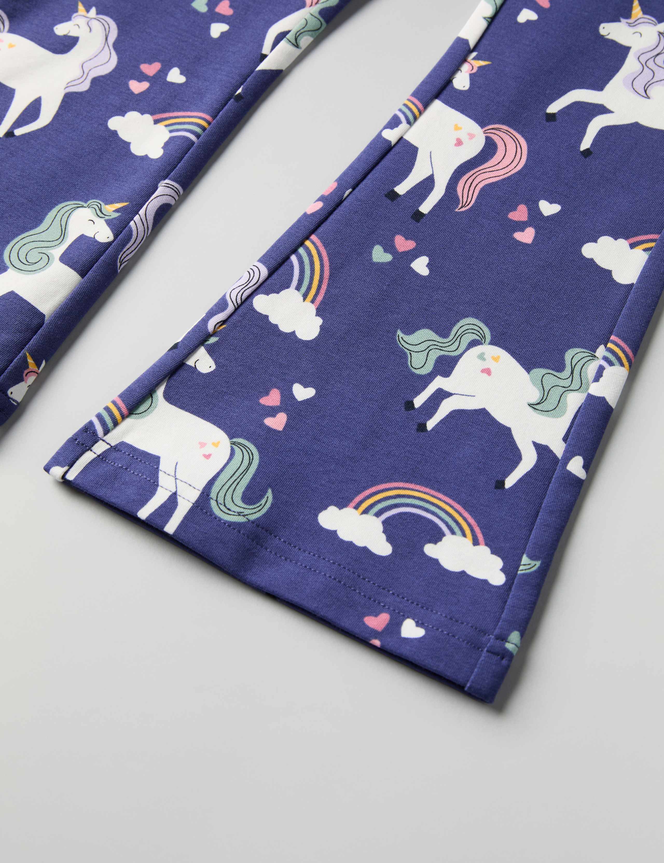 Cotton Rich Unicorn Print Flared Trousers (1-7 Yrs) 5 of 5