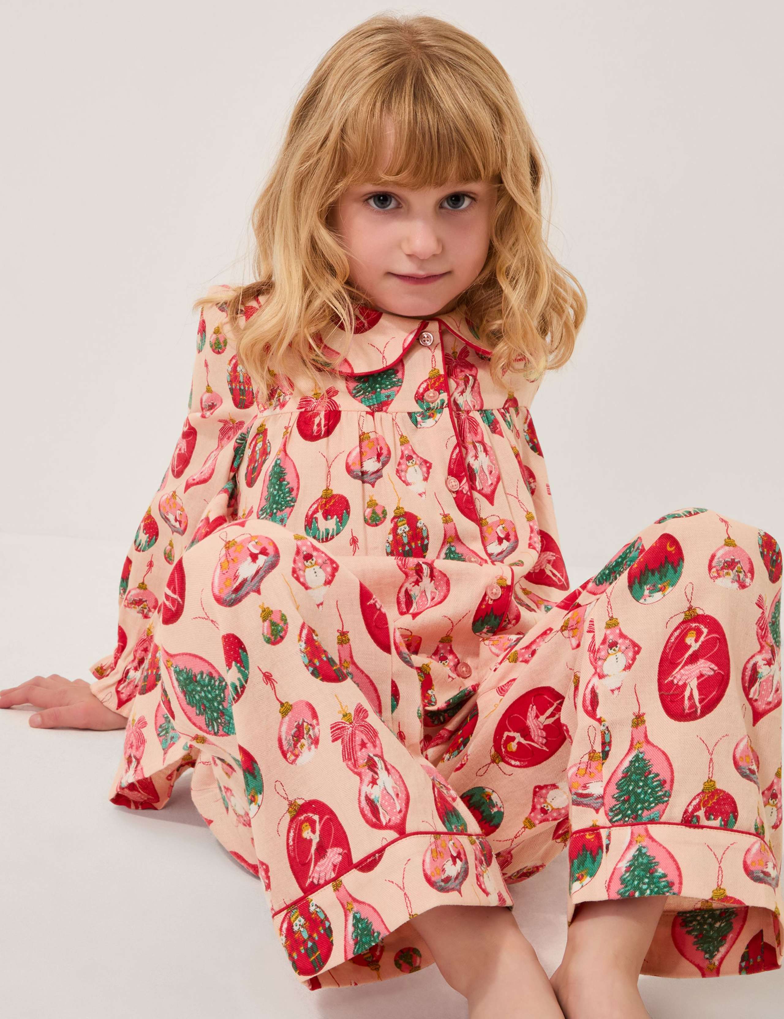 Pure Cotton Christmas Bauble Pyjamas (2-8 Yrs) 1 of 5
