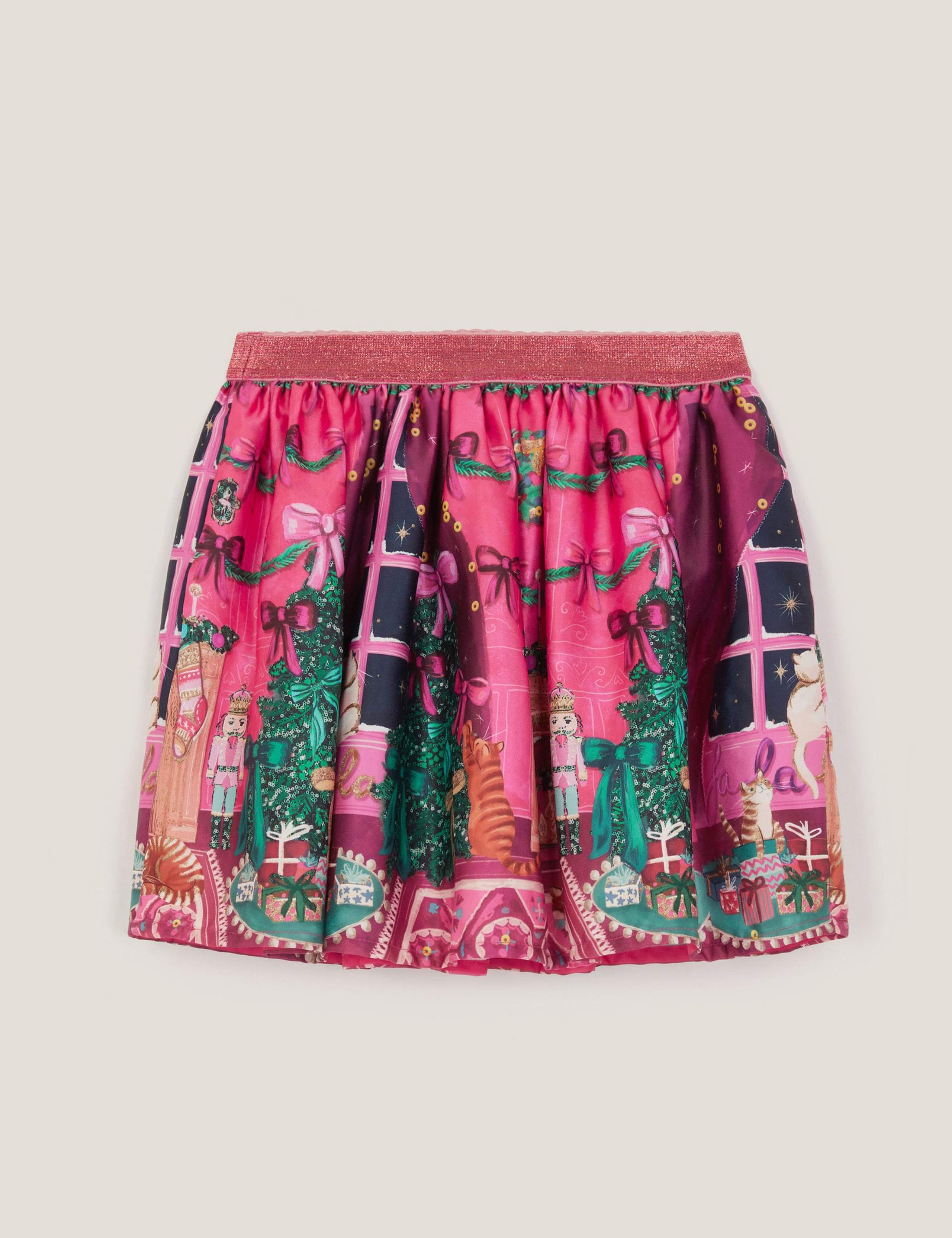 Satin Christmas Print Skater Skirt (5-13 Yrs) 3 of 3
