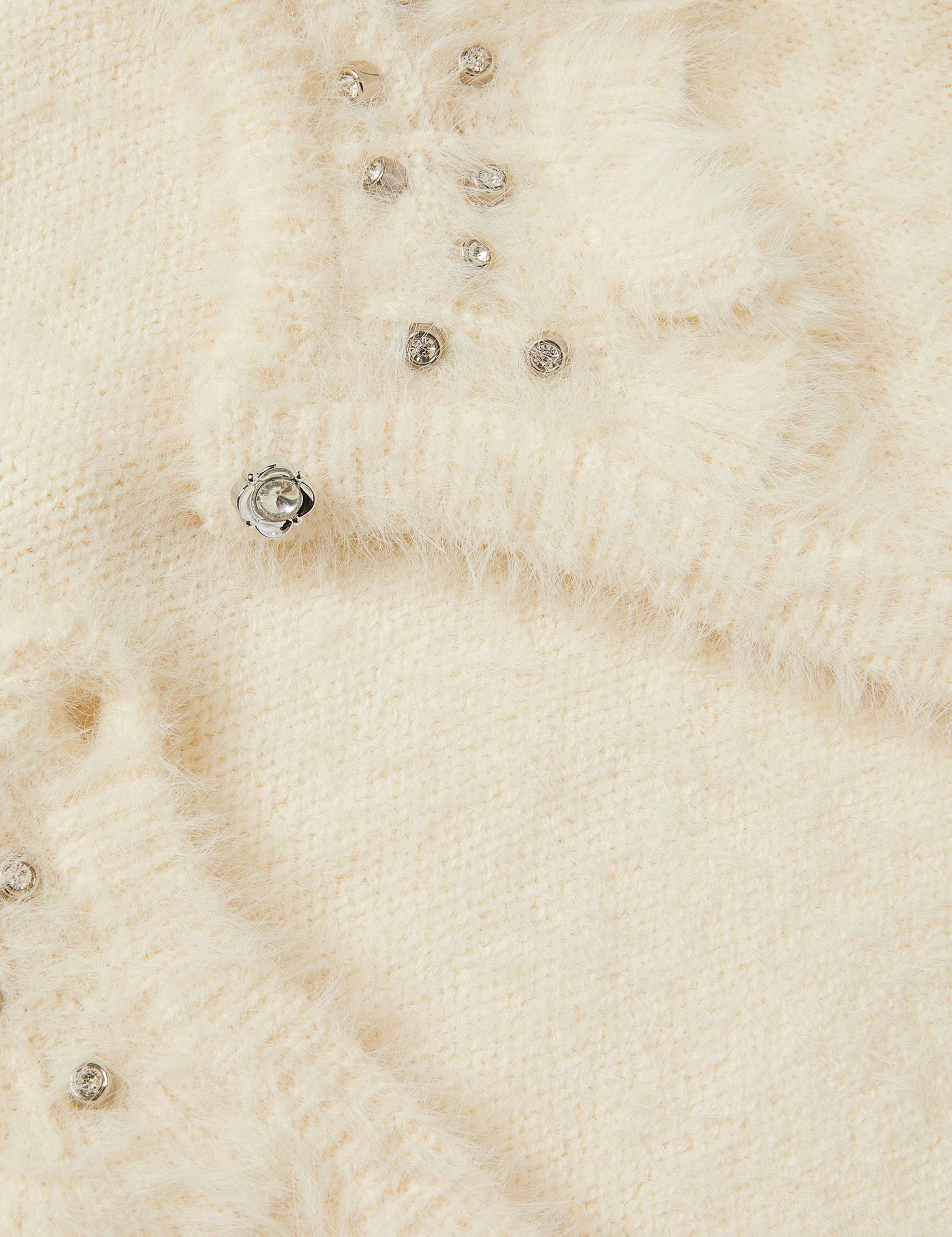 Embellished Collar Fuzzy Cardigan (3-15 Yrs) 3 of 3