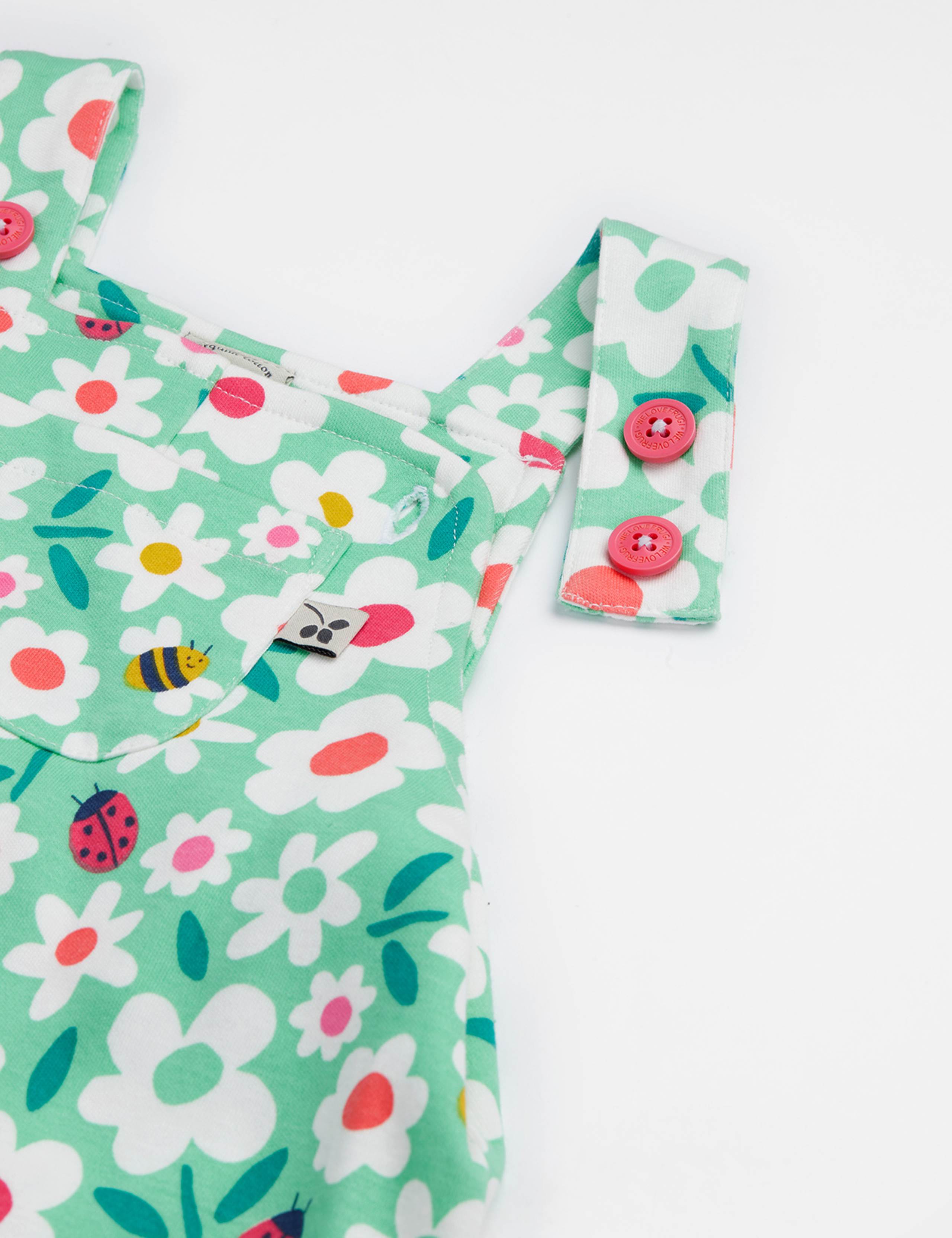 Pure Cotton Floral Dungarees (0-4 Yrs) 2 of 4