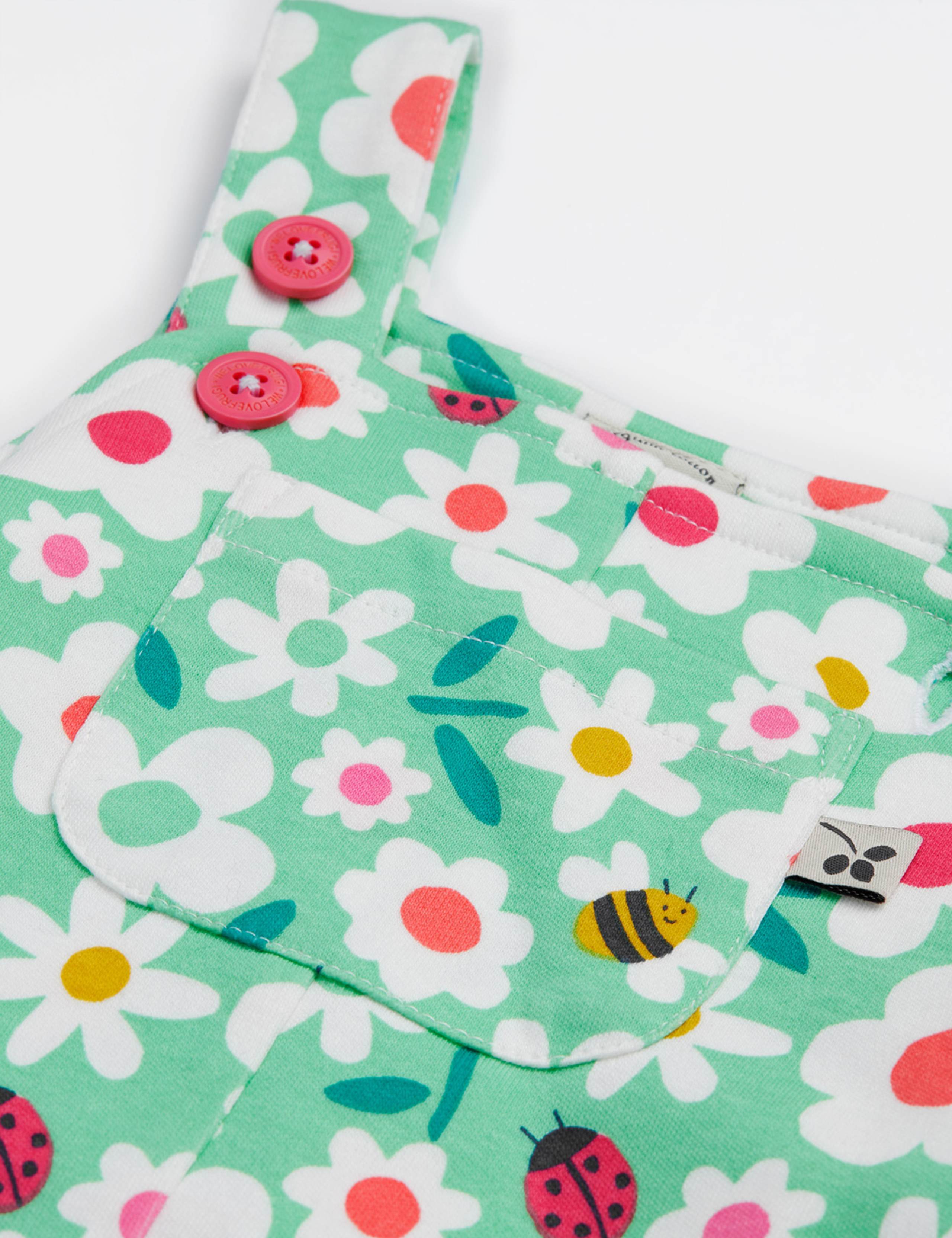 Pure Cotton Floral Dungarees (0-4 Yrs) 3 of 4