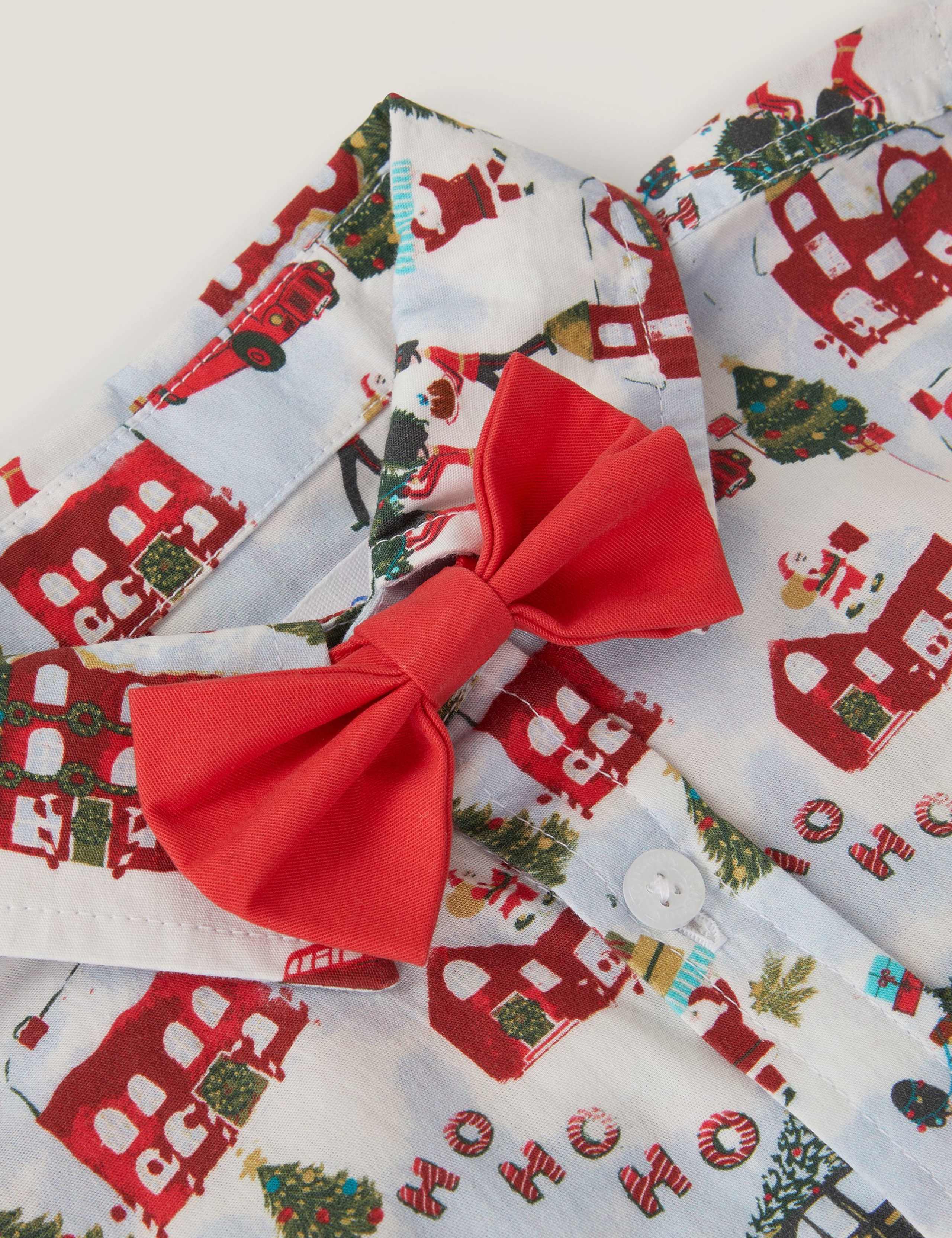 Christmas Print Shirt with Bow Tie (2-13 Yrs) 2 of 3