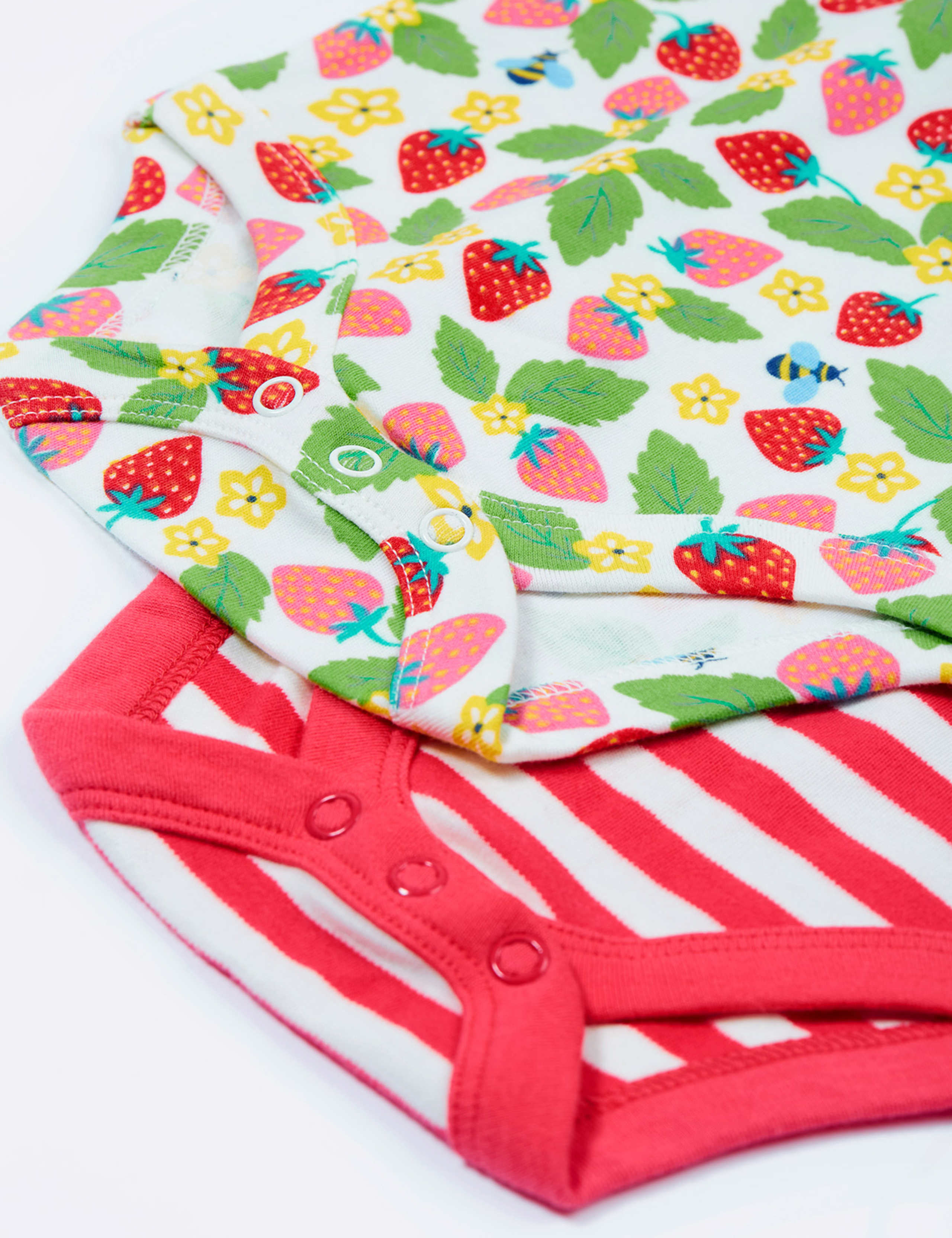 2pk Pure Cotton Striped & Berry Bodysuits (0-18 Mths) 2 of 4