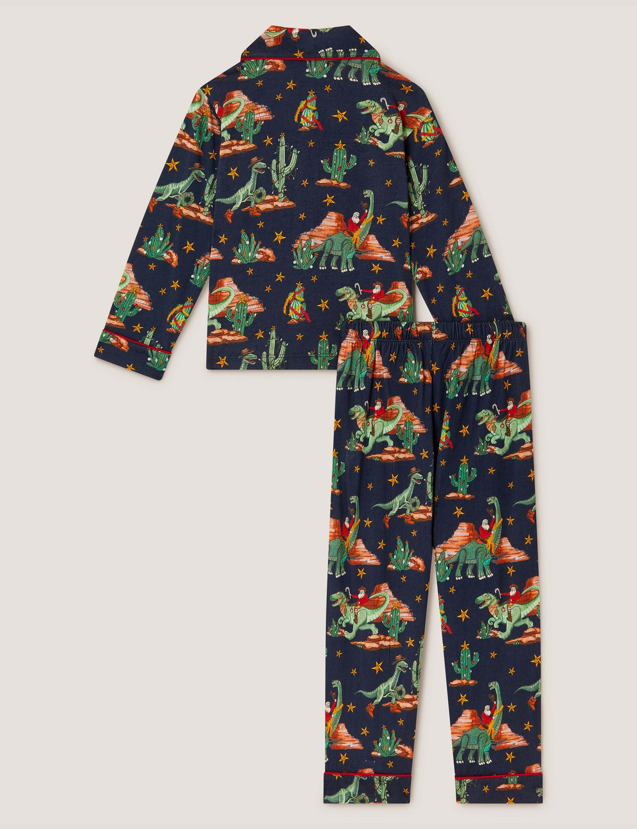 Jersey Christmas Dinosaur & Santa Pyjamas (2-13 Yrs) 2 of 4