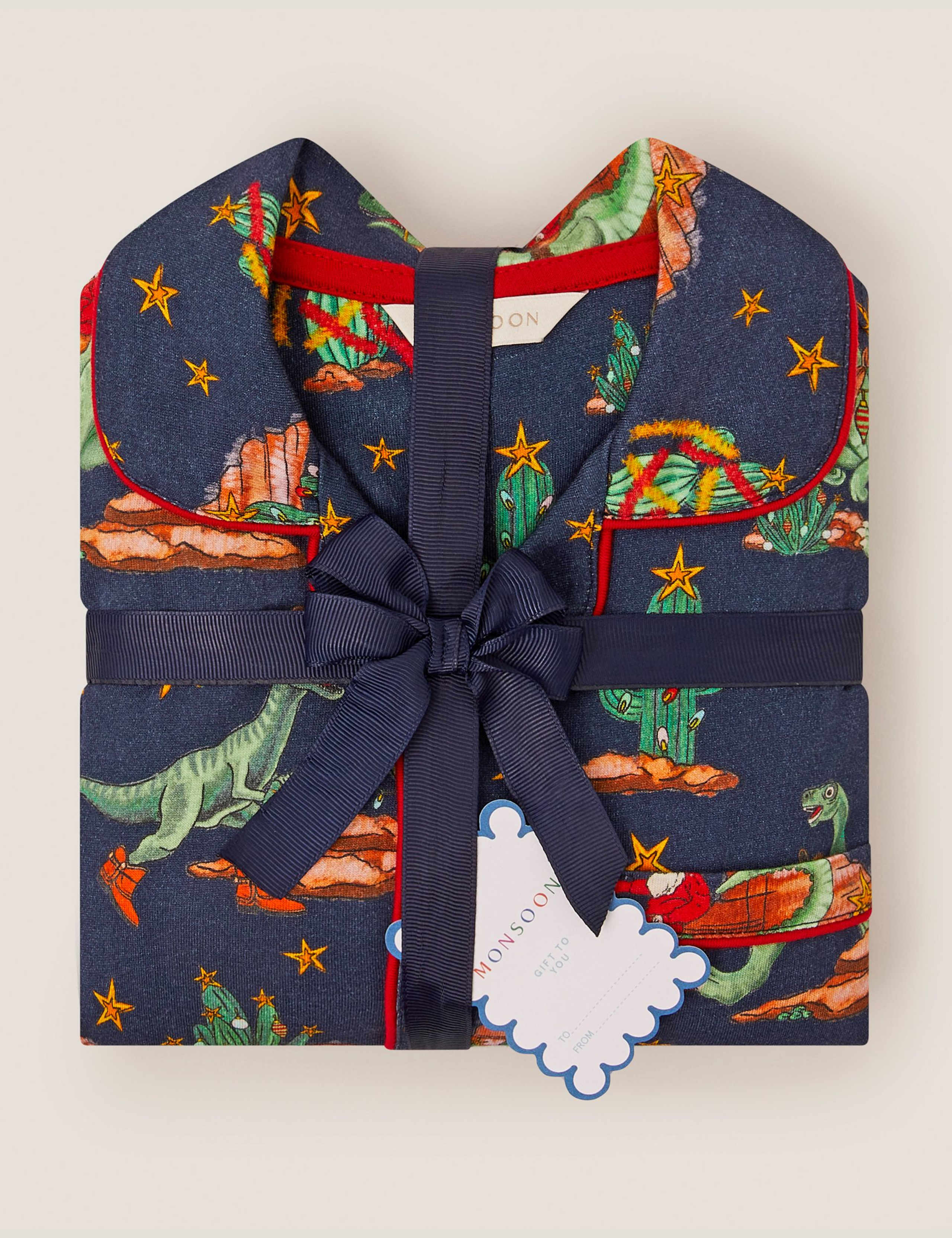 Jersey Christmas Dinosaur & Santa Pyjamas (2-13 Yrs) 3 of 4