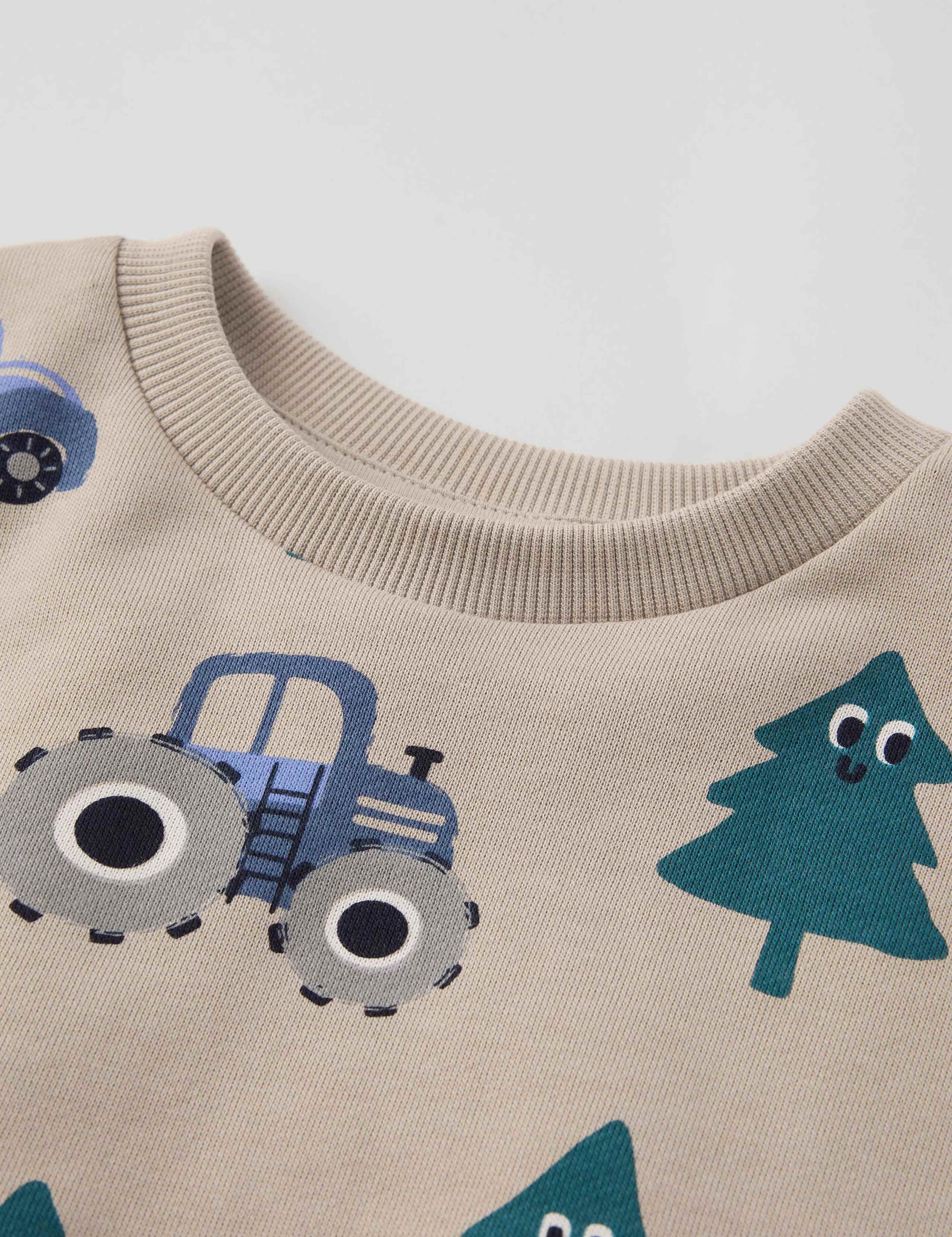 Pure Cotton Christmas Tree Jumper (1-7 Yrs) 4 of 4