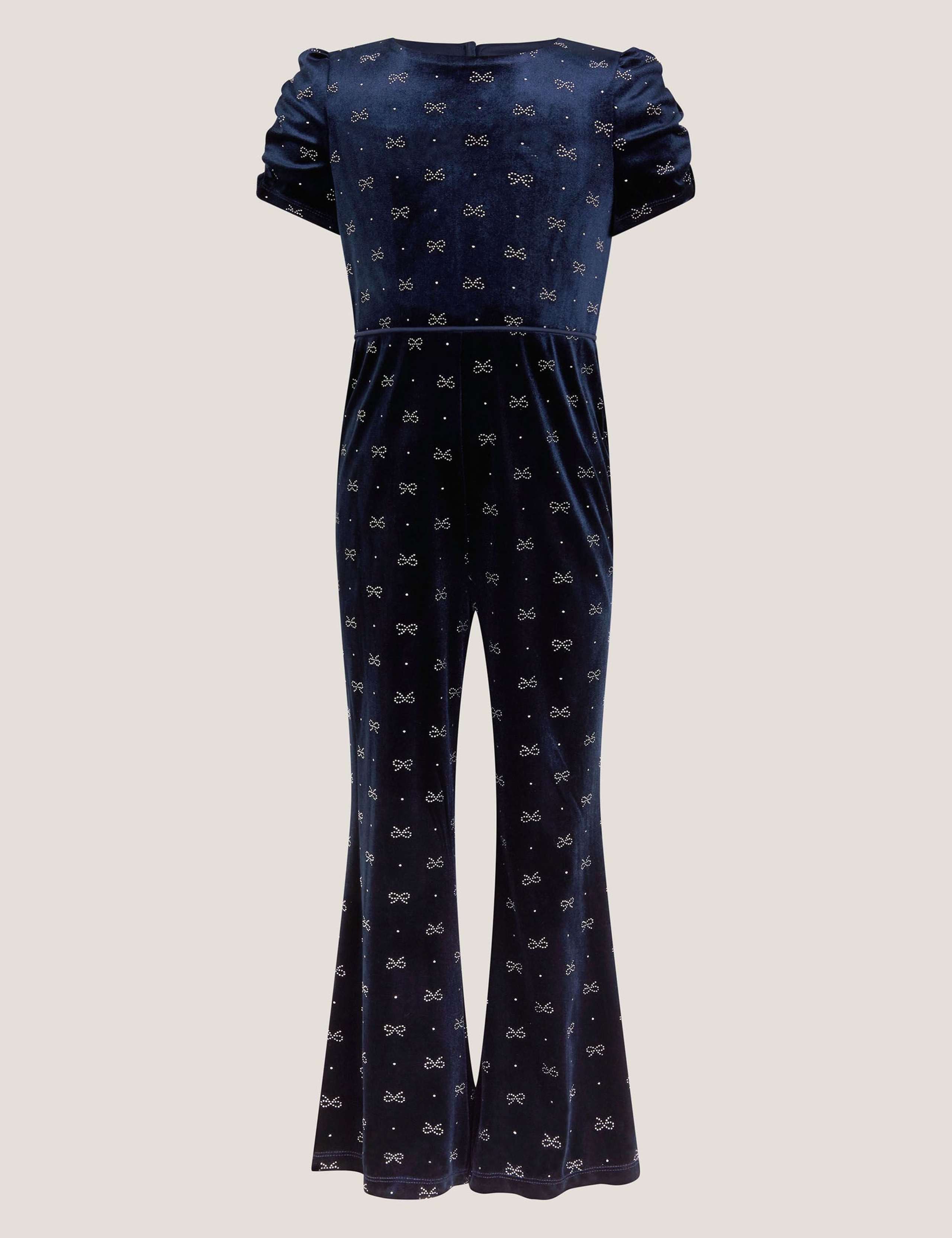 Velvet Bow Flare Party Jumpsuit (3-15 Yrs) 2 of 4