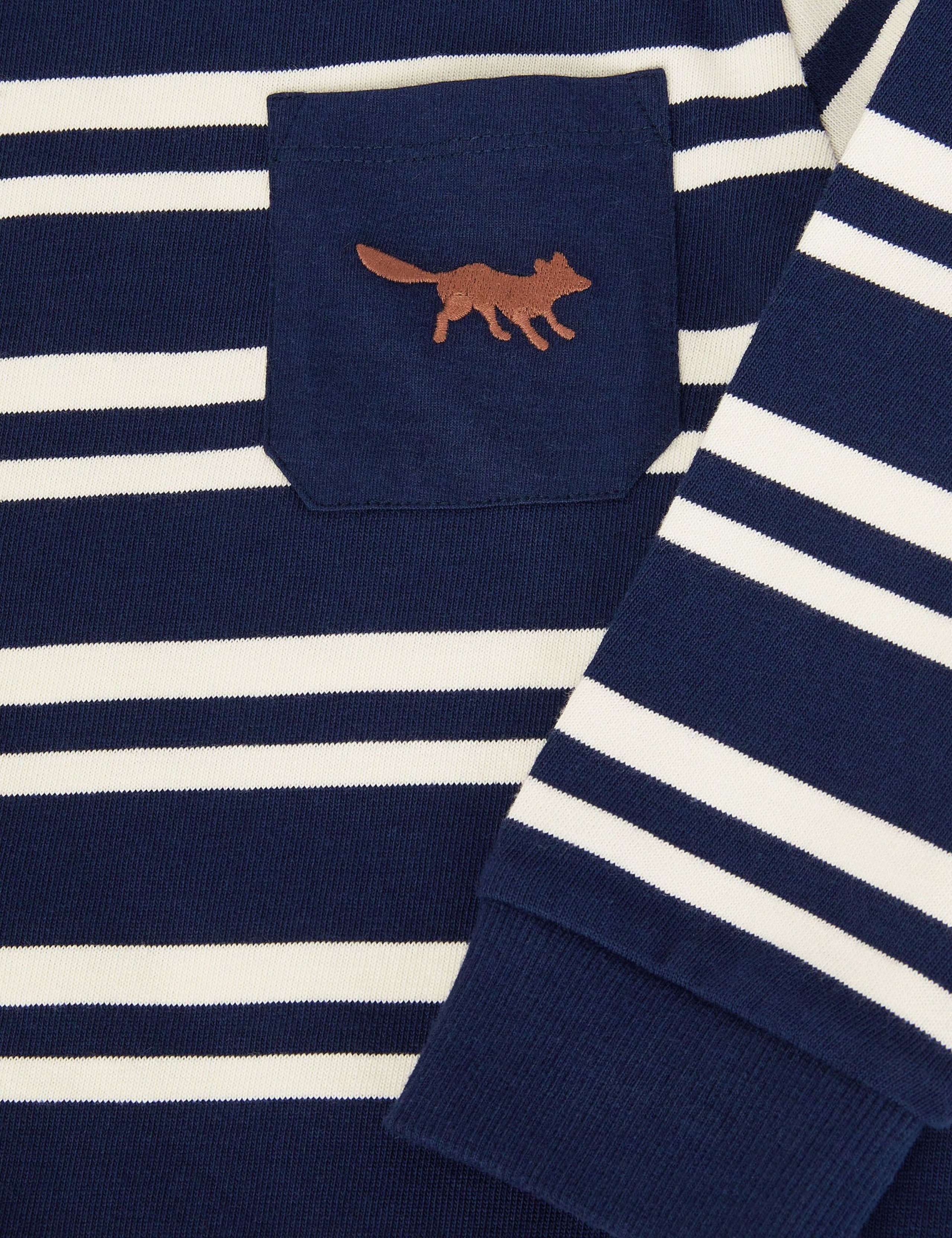 Pure Cotton Striped Fox Embroidery T-Shirt (2-13 Yrs) 4 of 4