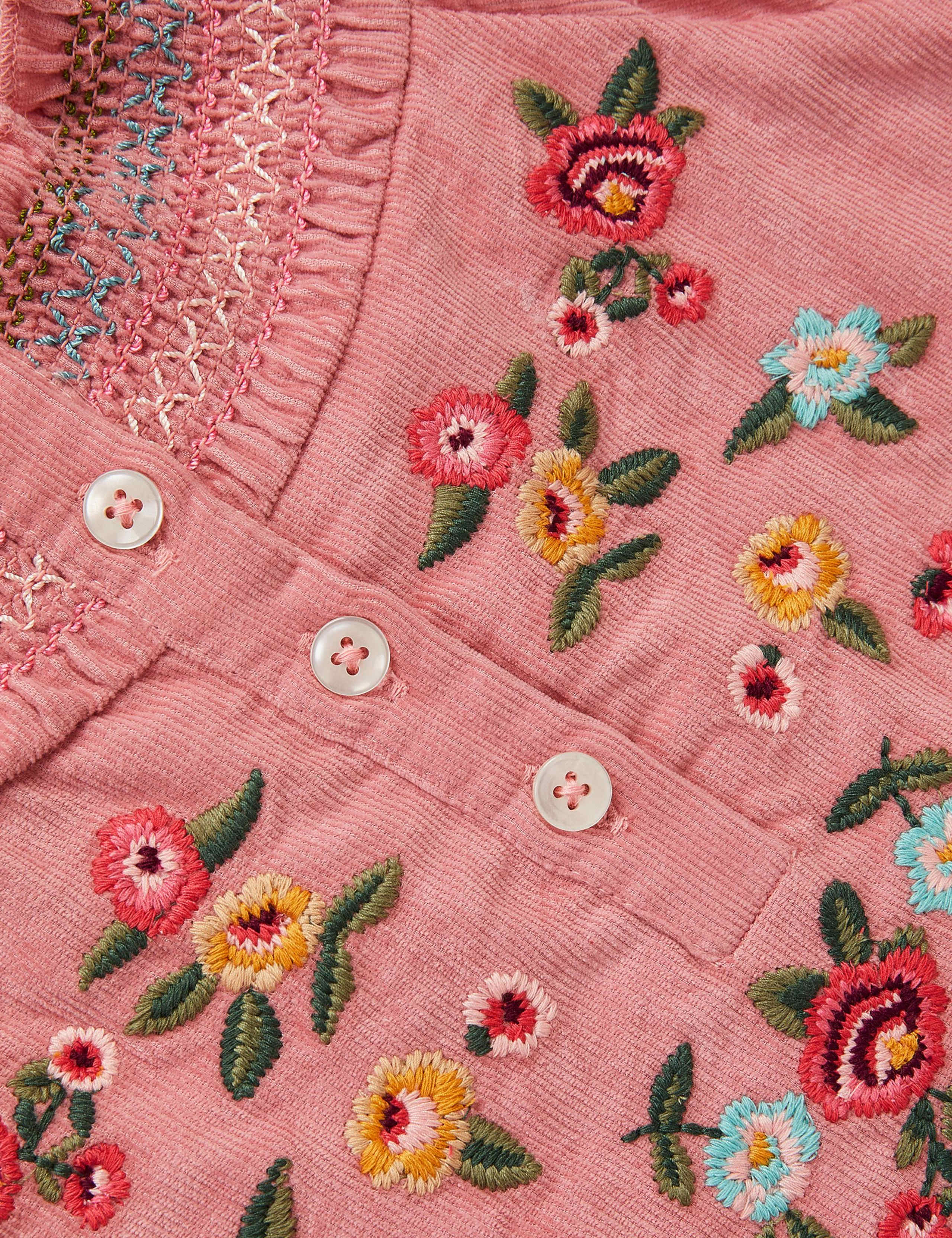 Cord Floral Embroidered Smocked Dress (2-13 Yrs) 3 of 4