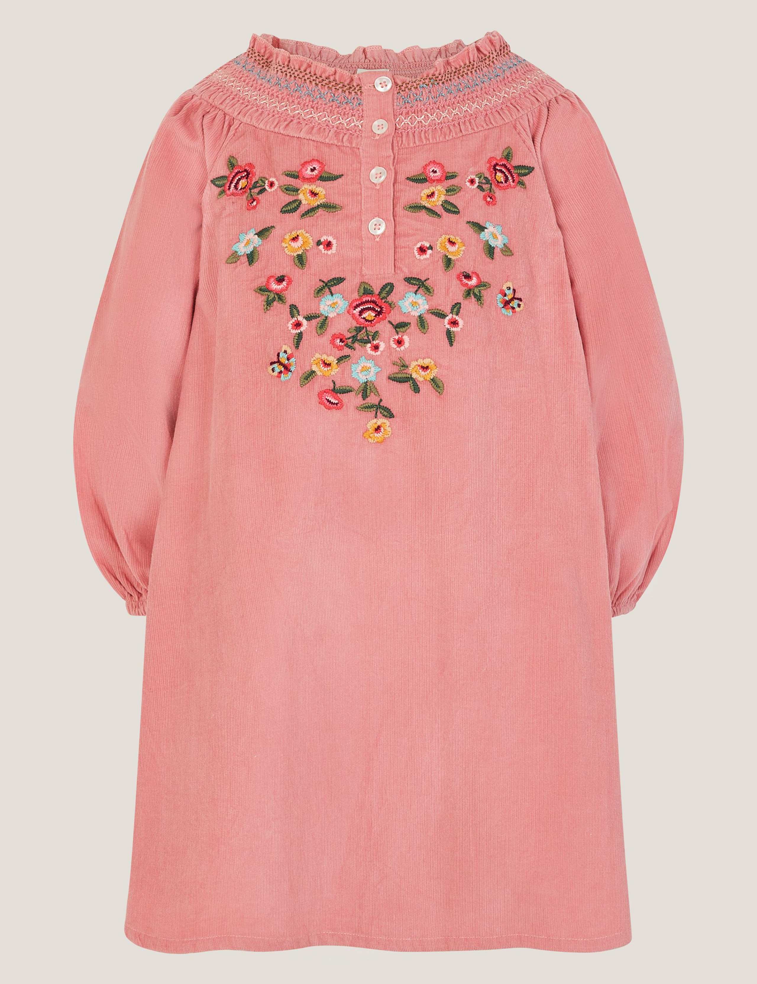 Cord Floral Embroidered Smocked Dress (2-13 Yrs) 2 of 4