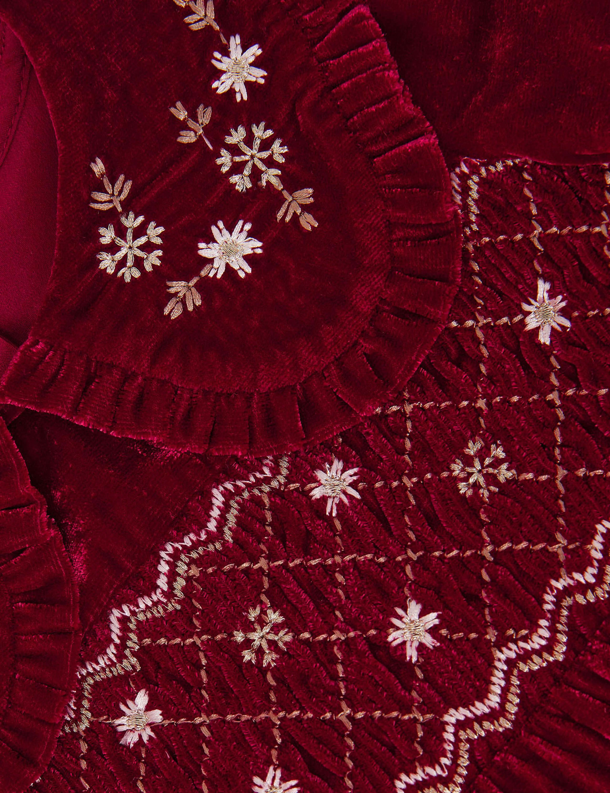 Velvet Floral Embroidery Smock Dress (0-24 Mths) 2 of 3