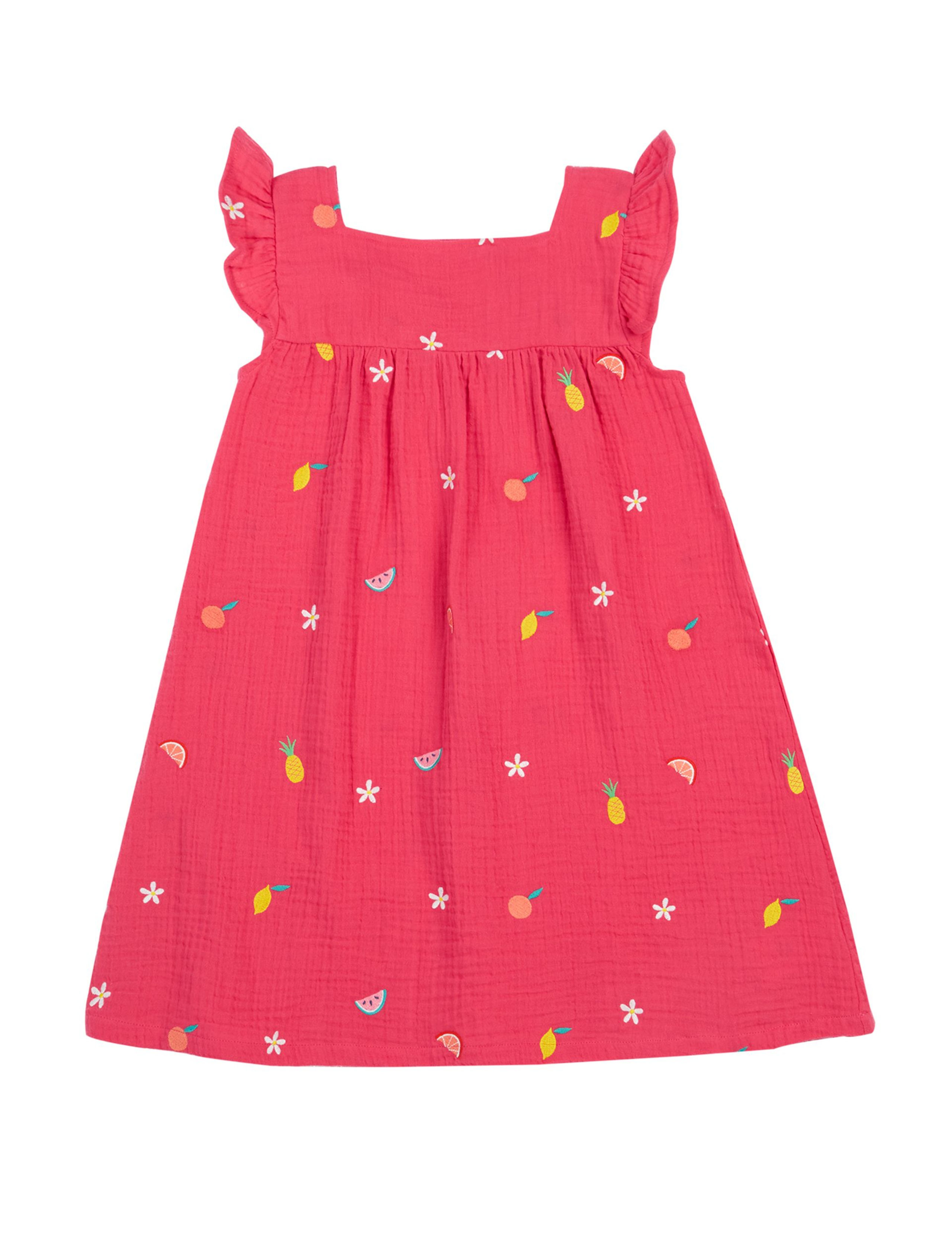 Pure Cotton Fruit Embroidered Dress (2-10 Yrs) 1 of 5