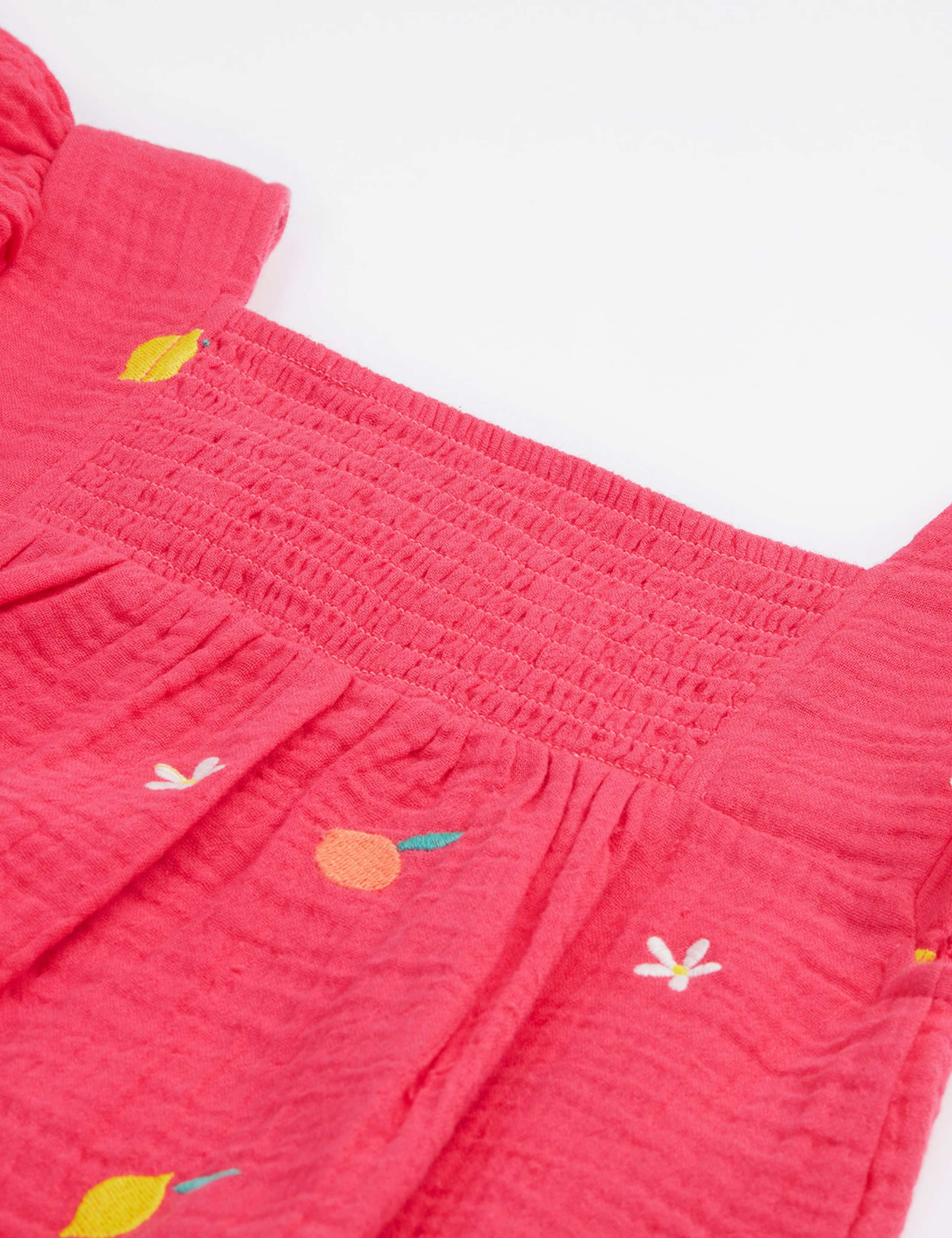 Pure Cotton Fruit Embroidered Dress (2-10 Yrs) 3 of 5