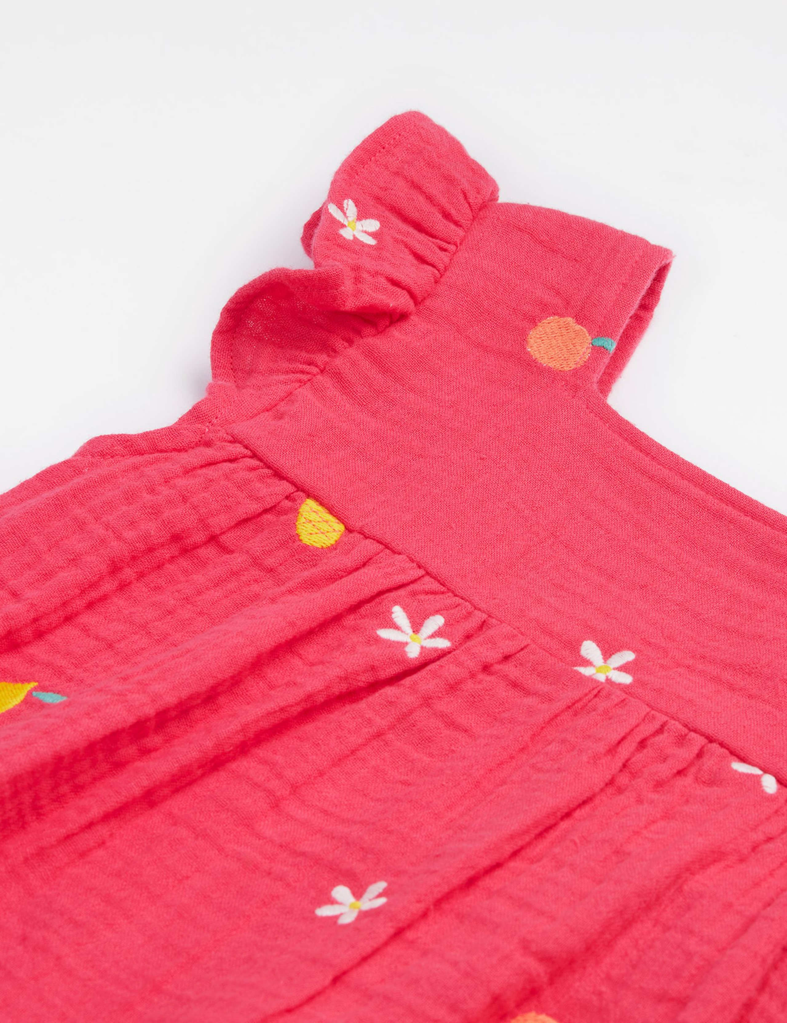 Pure Cotton Fruit Embroidered Dress (2-10 Yrs) 4 of 5