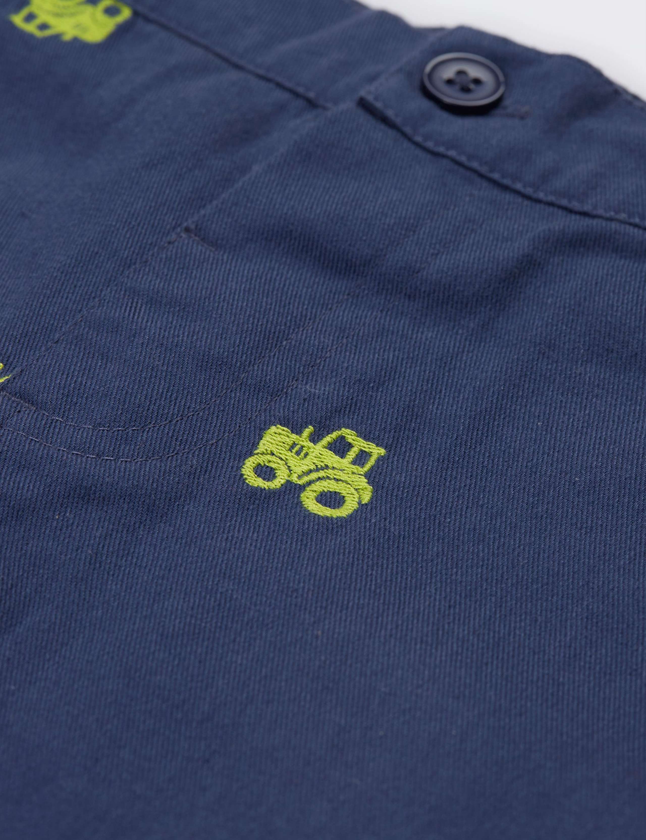 Pure Cotton Embroidered Tractor Shorts (2-10 Yrs) 3 of 4