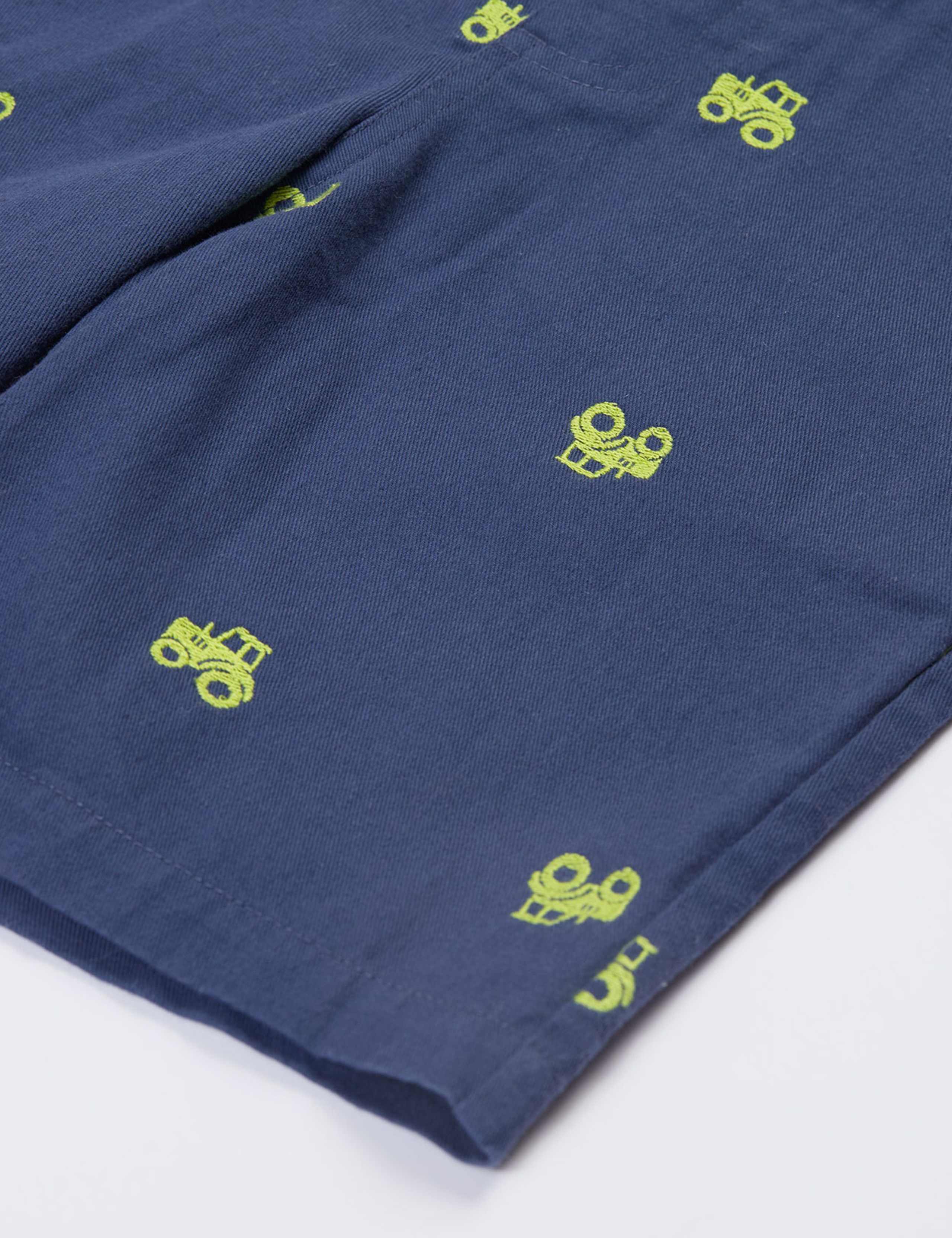 Pure Cotton Embroidered Tractor Shorts (2-10 Yrs) 4 of 4