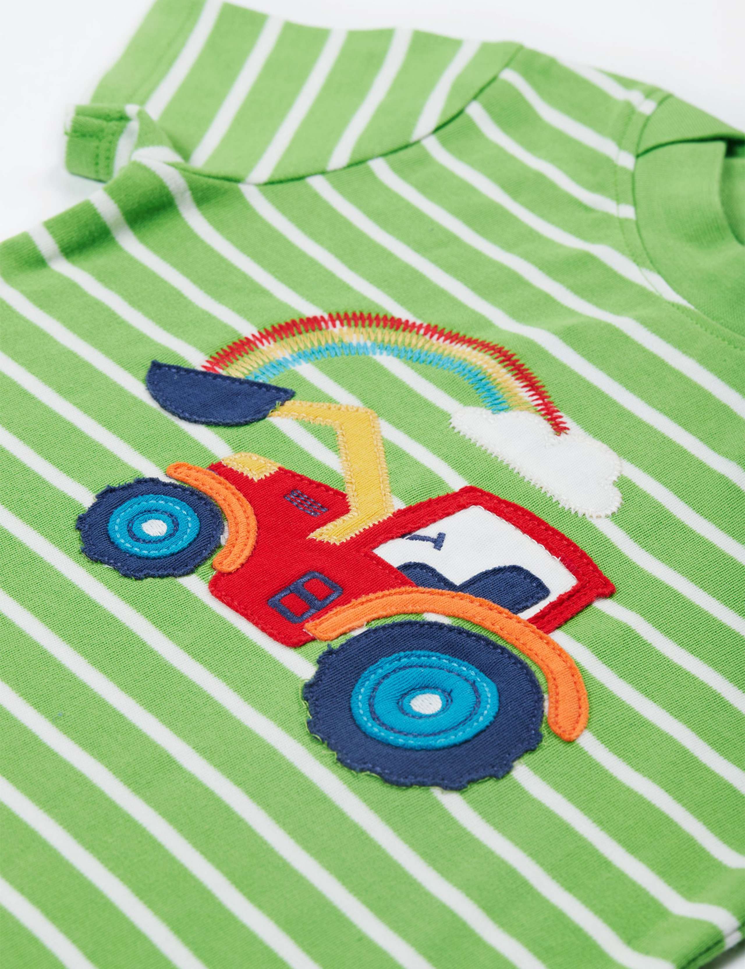 Pure Cotton Striped Tractor T-Shirt (0-5 Yrs) 4 of 4