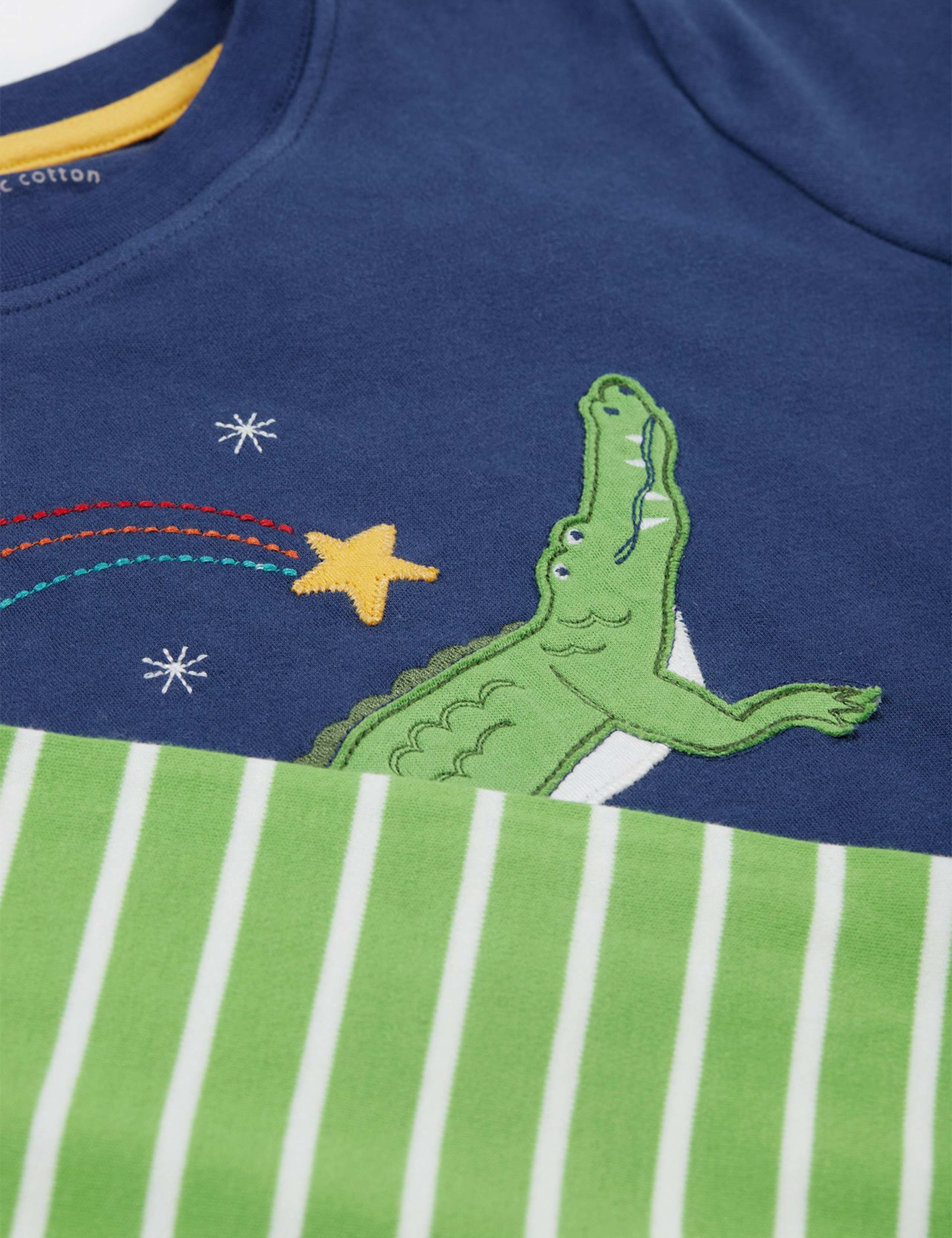 Pure Cotton Crocodile Appliqué Pyjamas (2-10 Yrs) 2 of 4