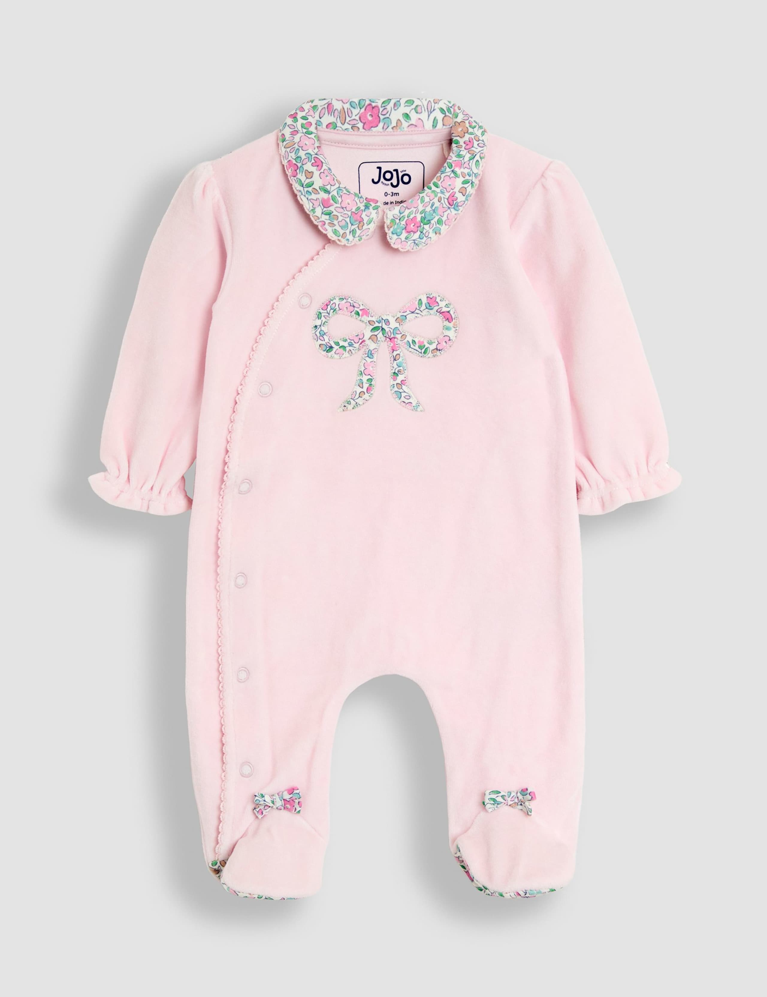 Cotton Rich Velour Sleepsuit (0-12 Mths) 1 of 4