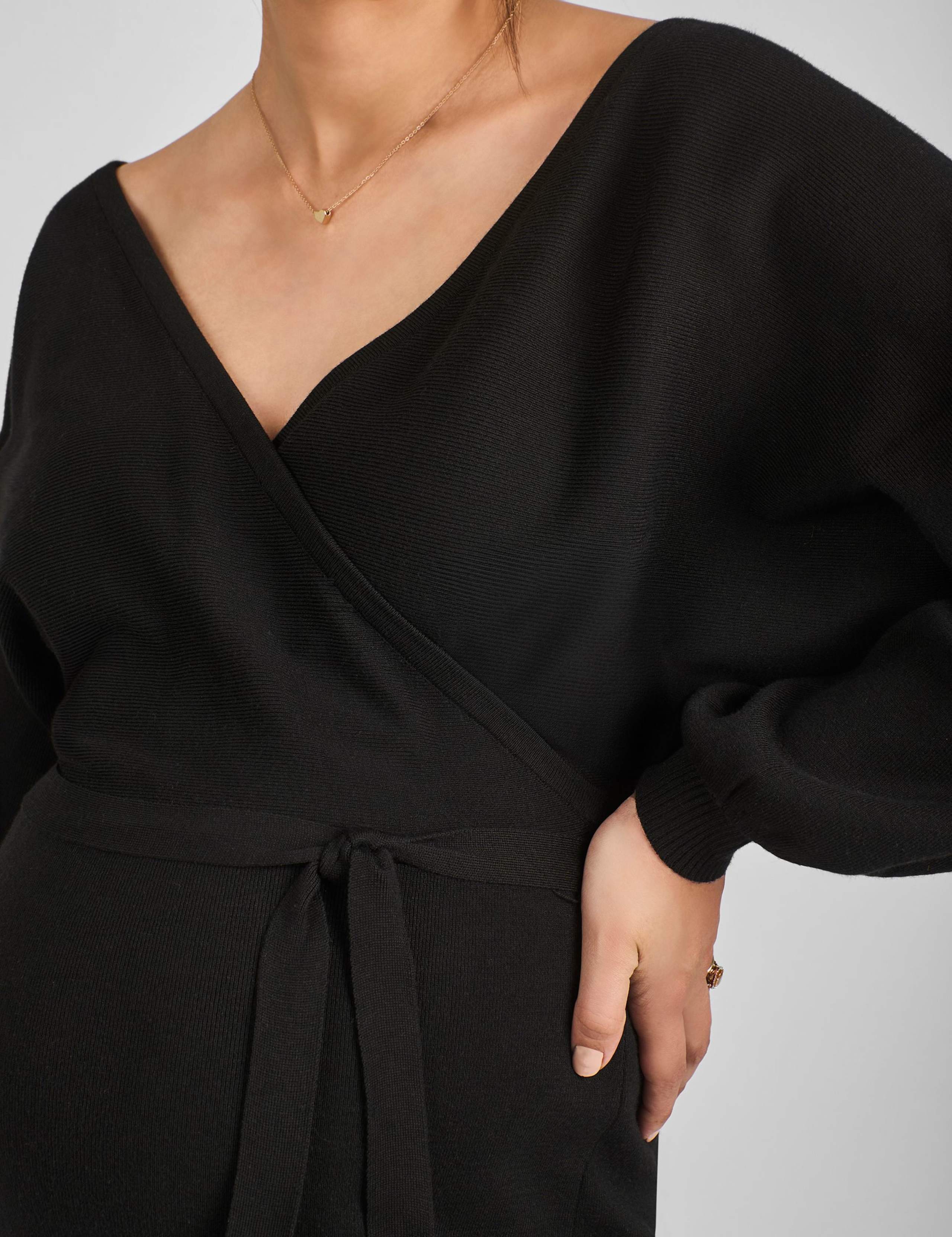 Maternity Knitted V-Neck Midi Jumper Dress 4 of 4