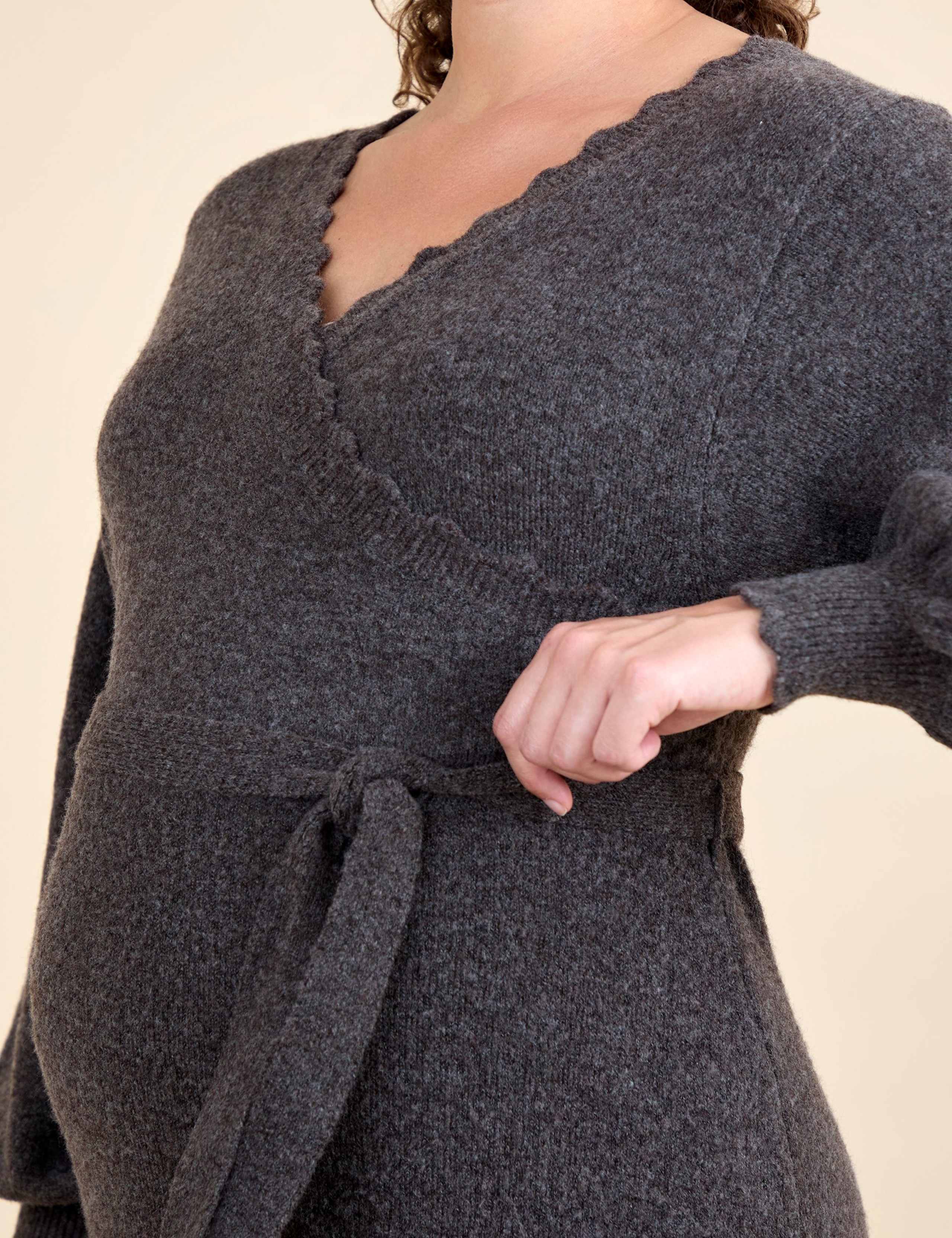 Maternity Knitted V-Neck Midi Jumper Dress 6 of 6