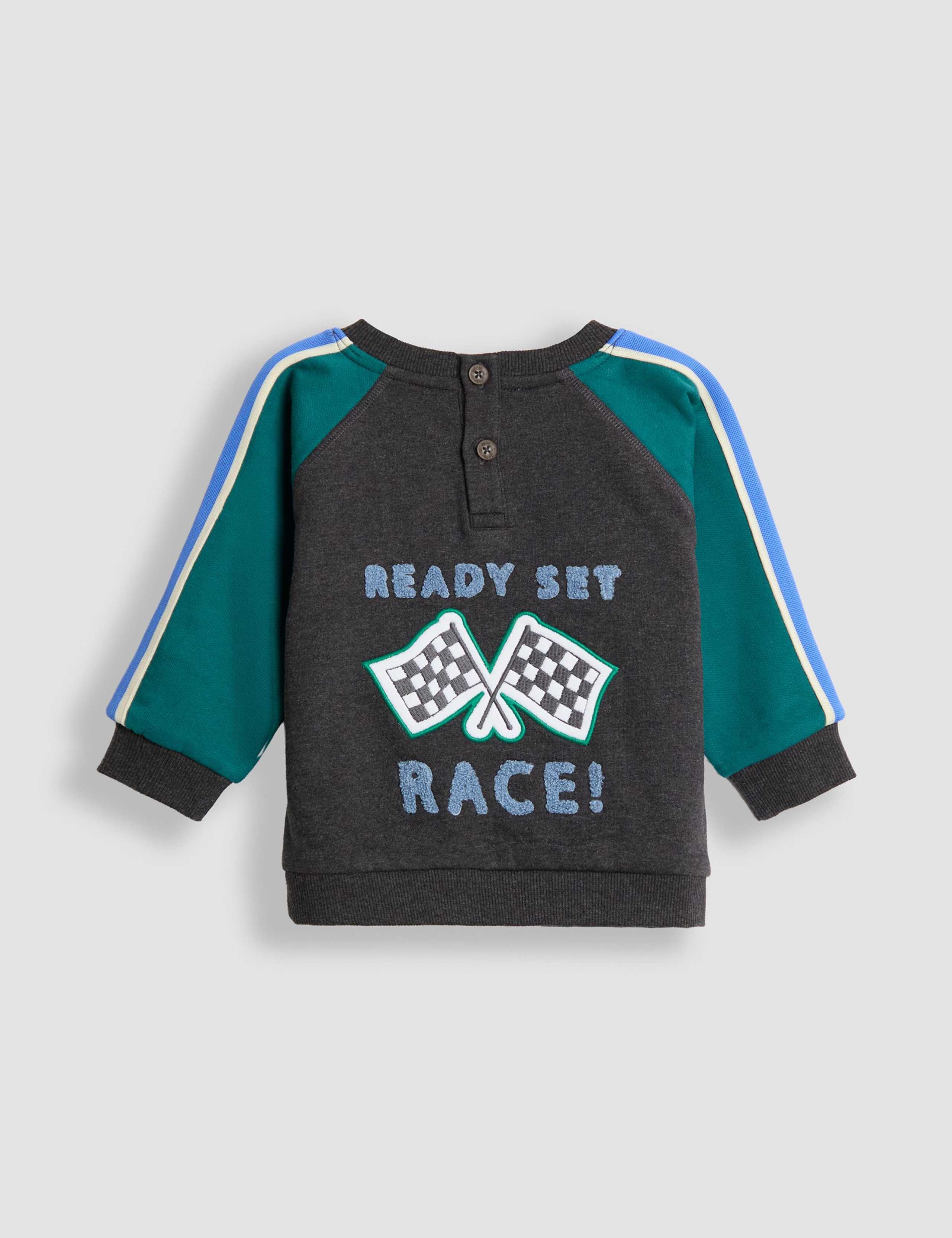 Pure Cotton Race Sweatshirt (6 Mths-9 Yrs) 2 of 4