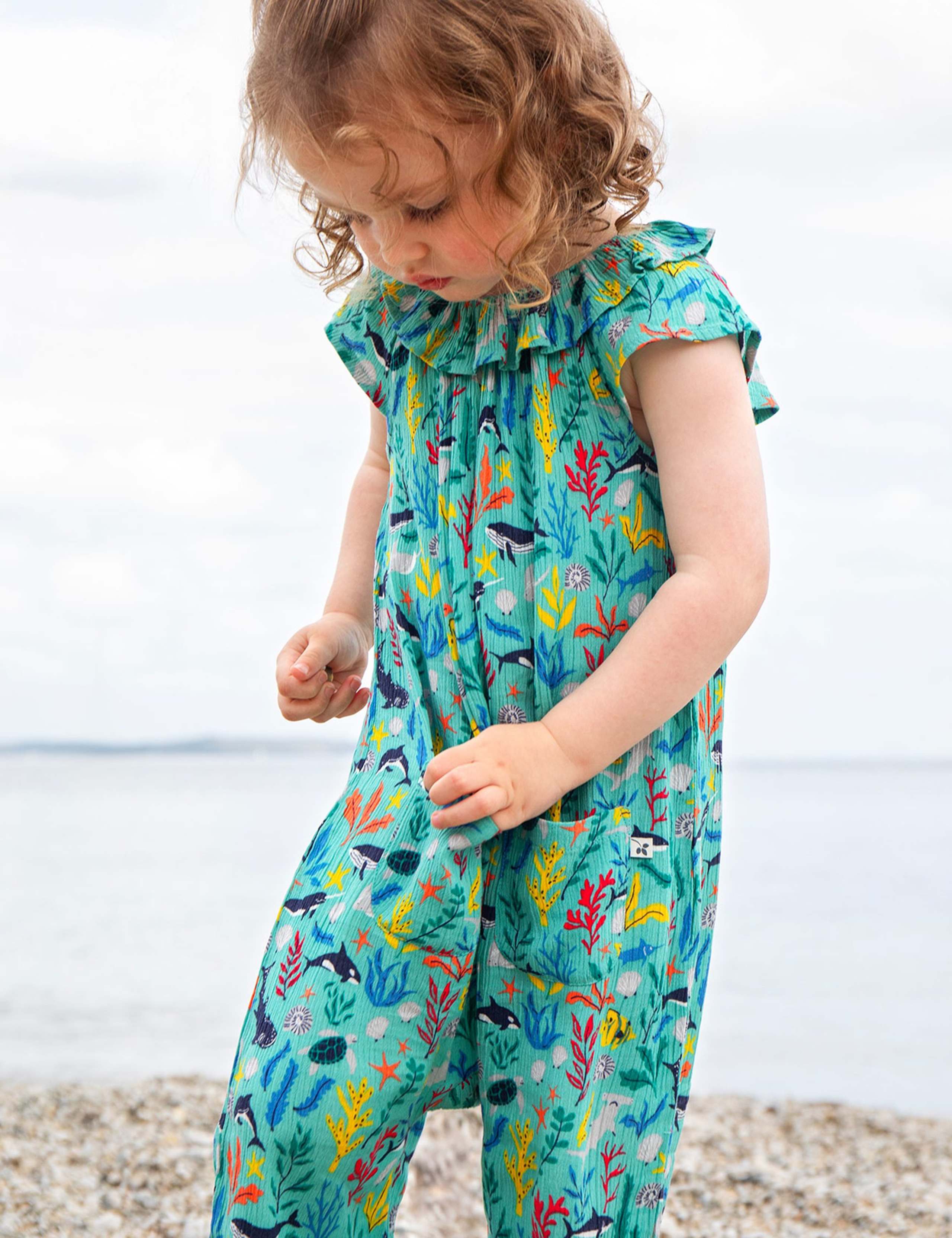 Sea Life Print Frill Collar Playsuit (0-5 Yrs) 2 of 6