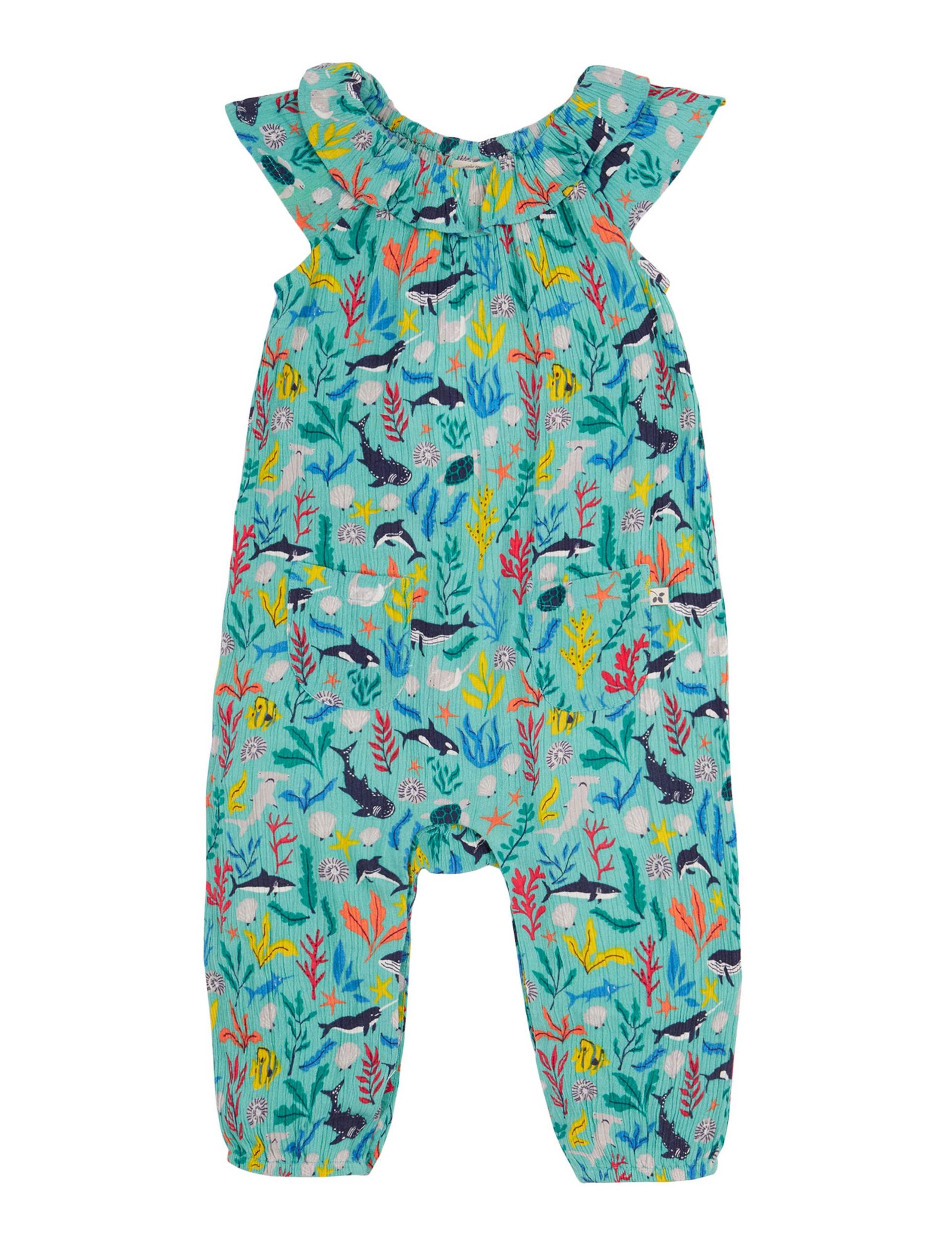 Sea Life Print Frill Collar Playsuit (0-5 Yrs) 3 of 6