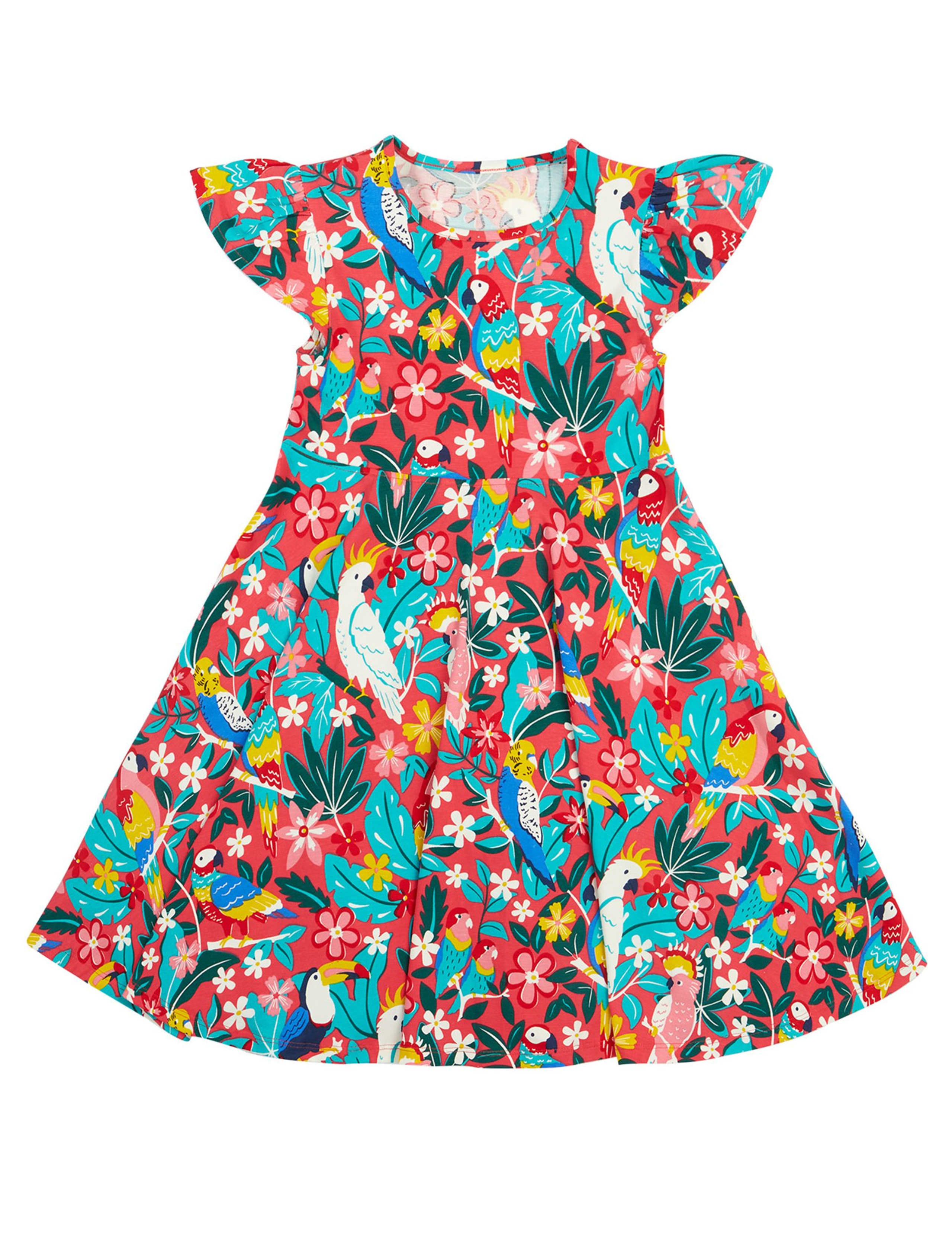 Cotton Rich Bird Print Dress (2-10 Yrs) 3 of 5