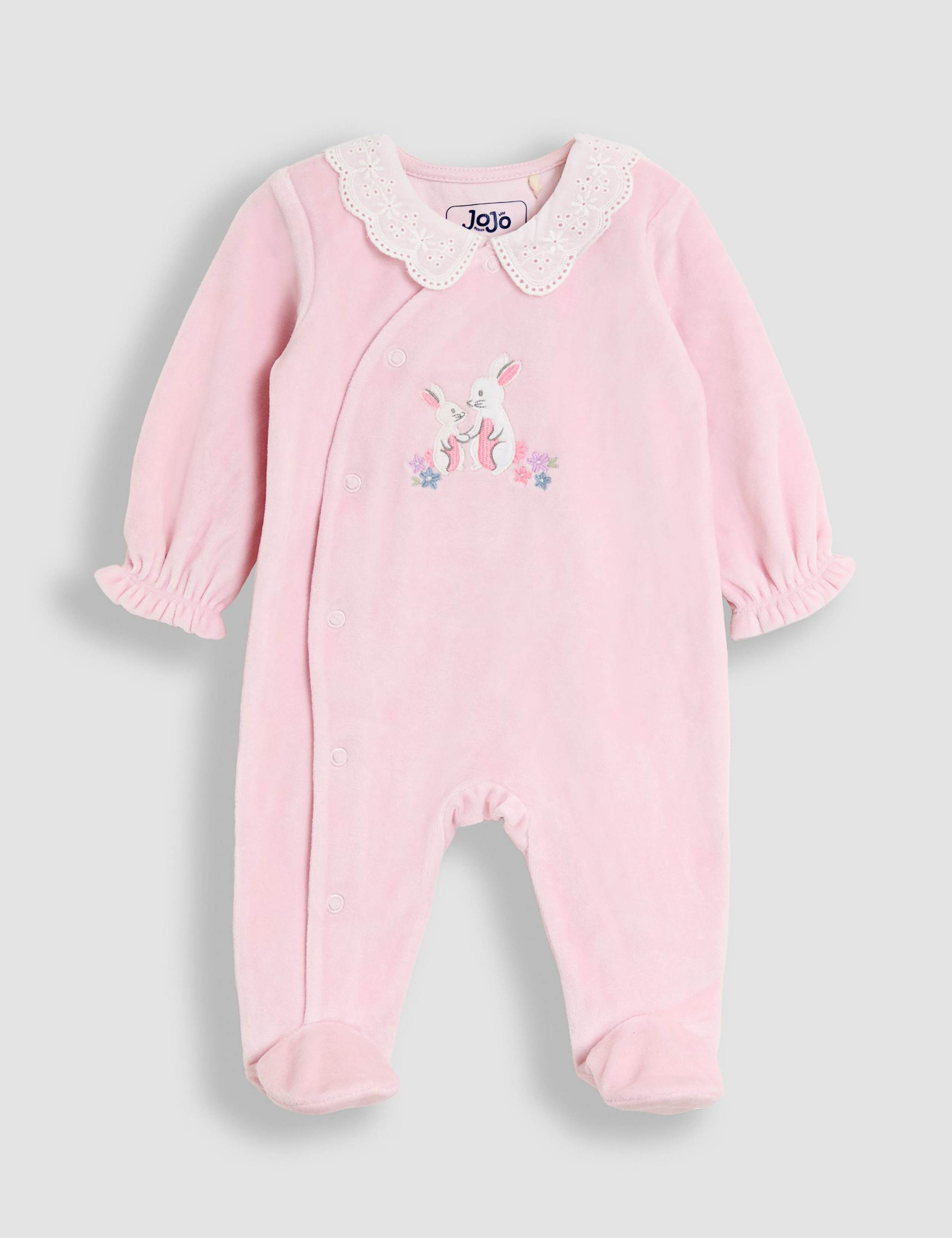 Cotton Rich Velour Bunny Sleepsuit (0-12 Mths) 1 of 3