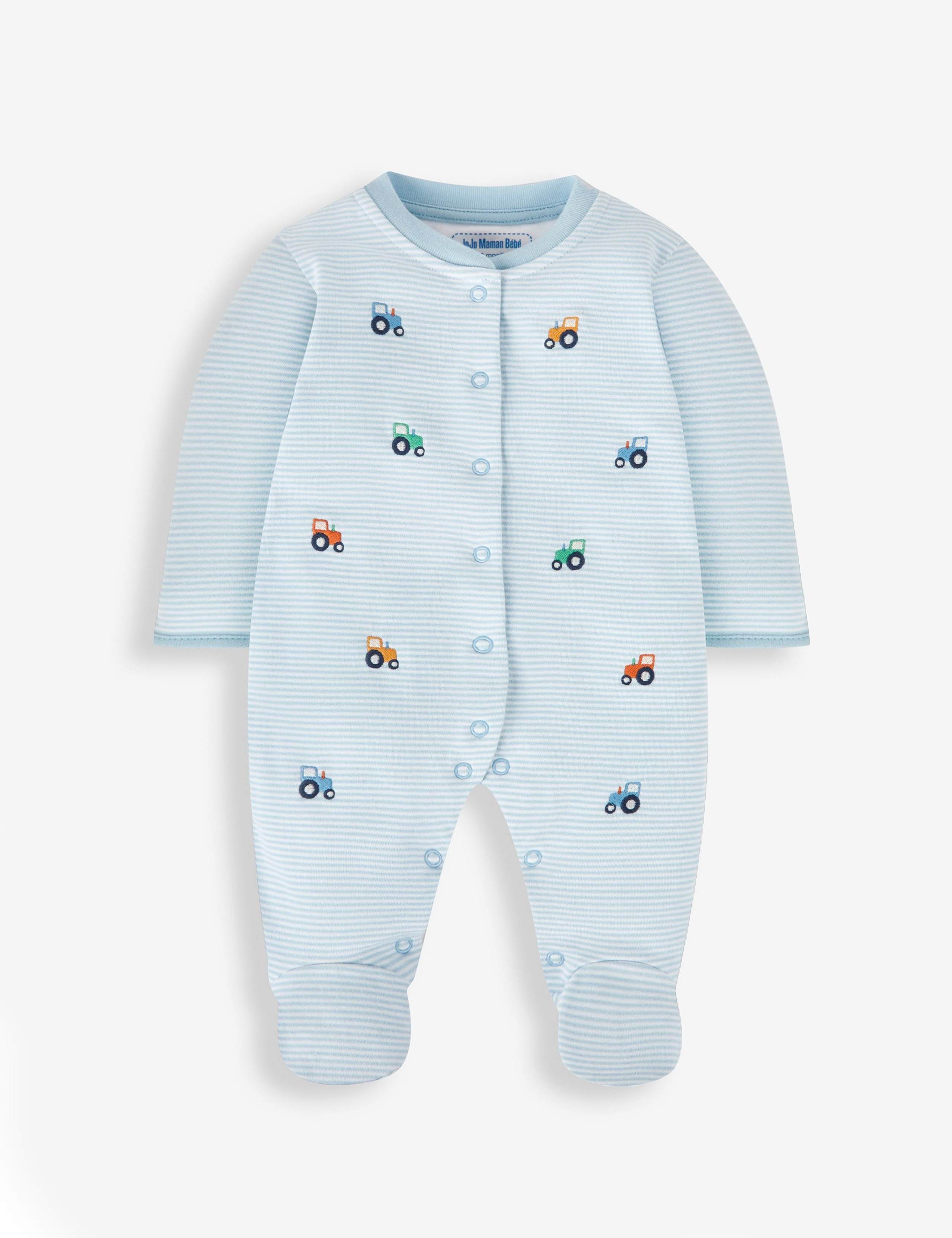 Pure Cotton Striped Sleepsuit (0-9 Mths) 2 of 4