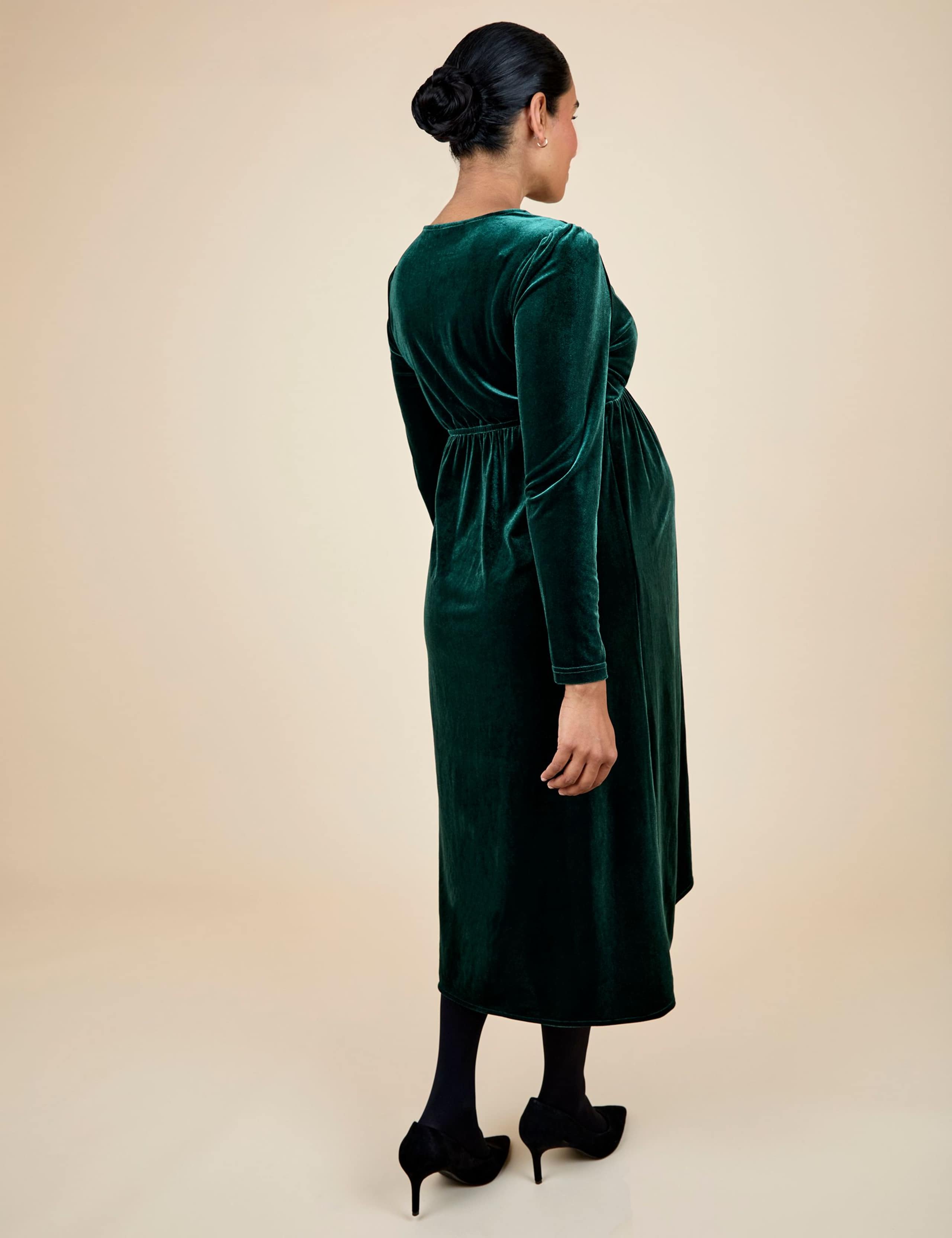 Maternity & Nursing Velvet Midi Wrap Dress 4 of 7